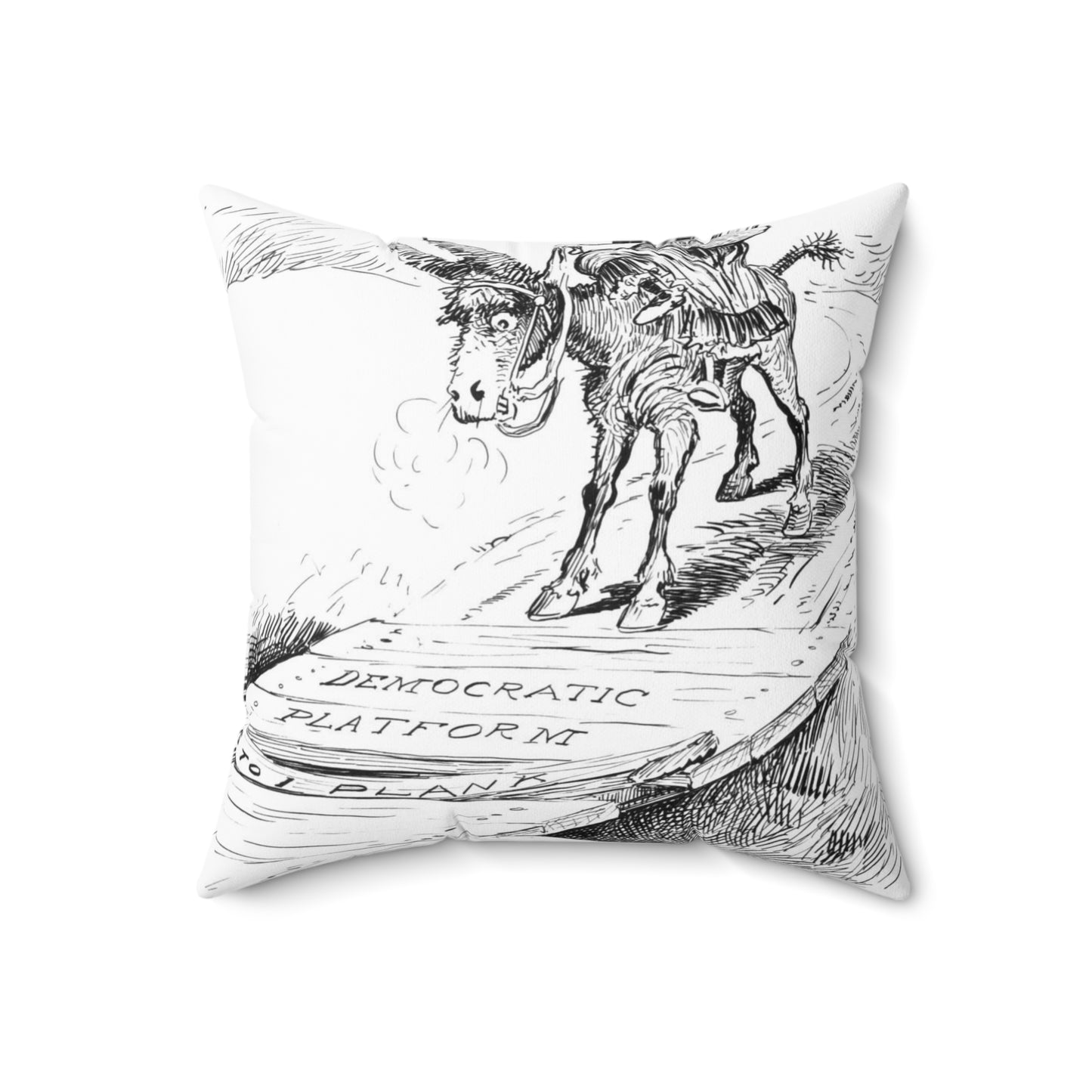 Skittish - Political cartoon, public domain image Decorative Accent Square Pillow
