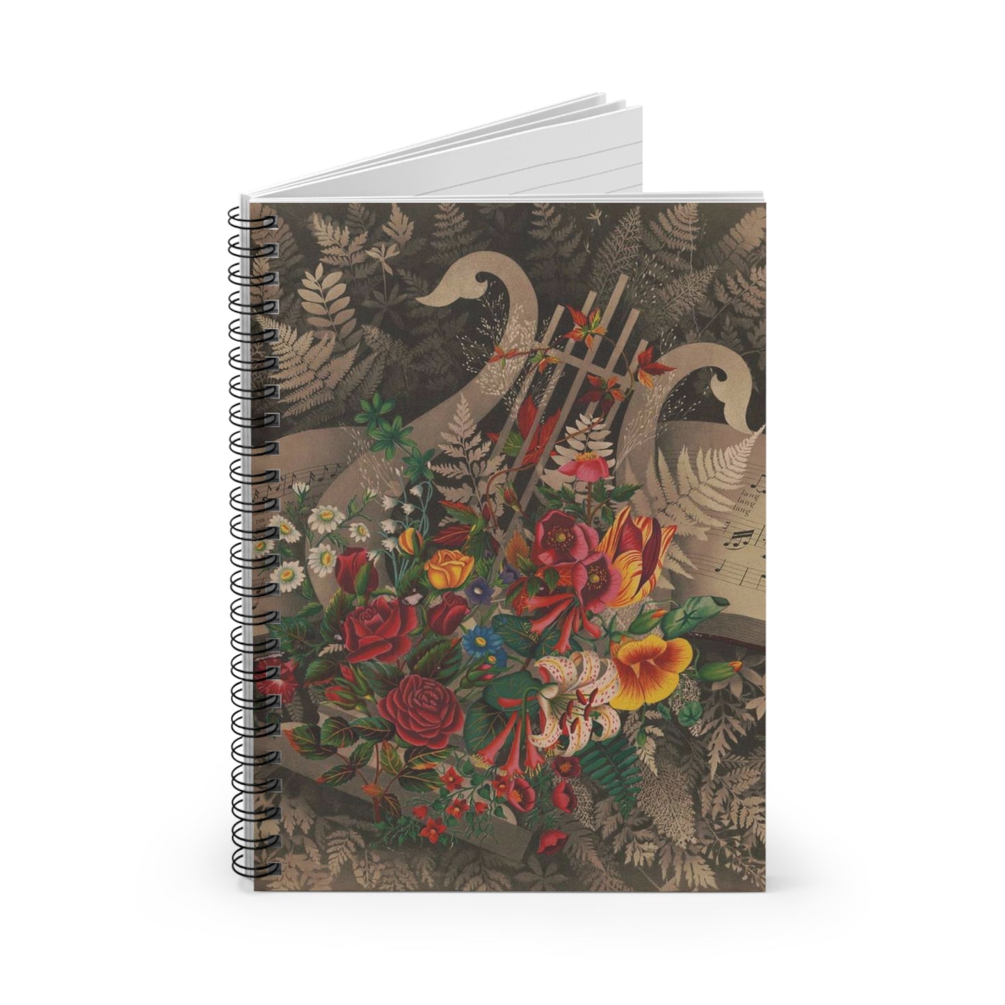 Ferns & flowers - Print, Library of Congress collection Spiral Bound Ruled Notebook with Printed Cover