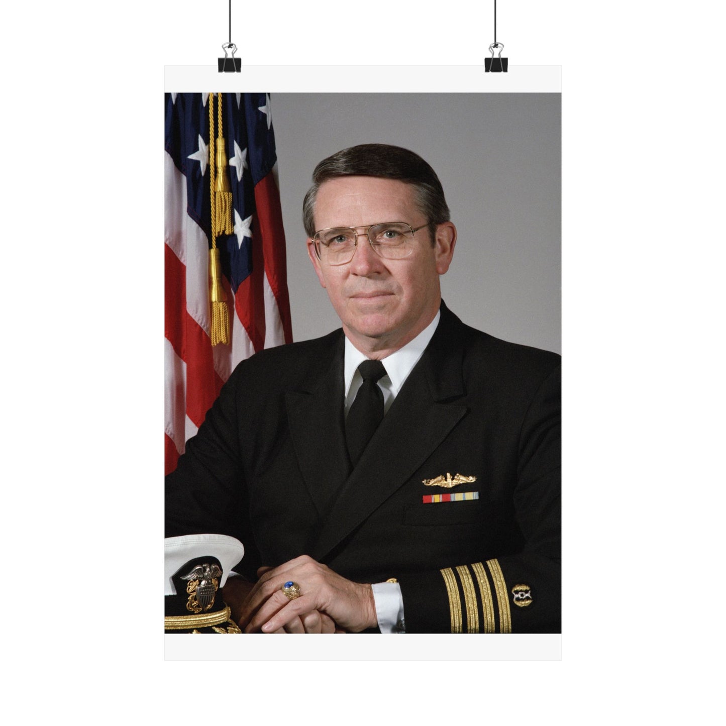 Portrait: US Navy (USN) Captain (CAPT) Charles A. Hougland (uncovered) High Quality Matte Wall Art Poster for Home, Office, Classroom