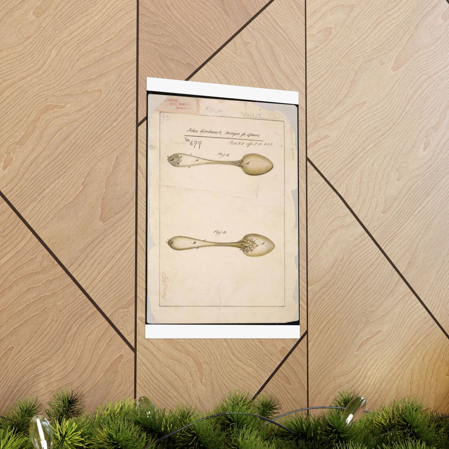 Patent drawing - Drawing of Design for Spoons Public domain image High Quality Matte Wall Art Poster for Home, Office, Classroom