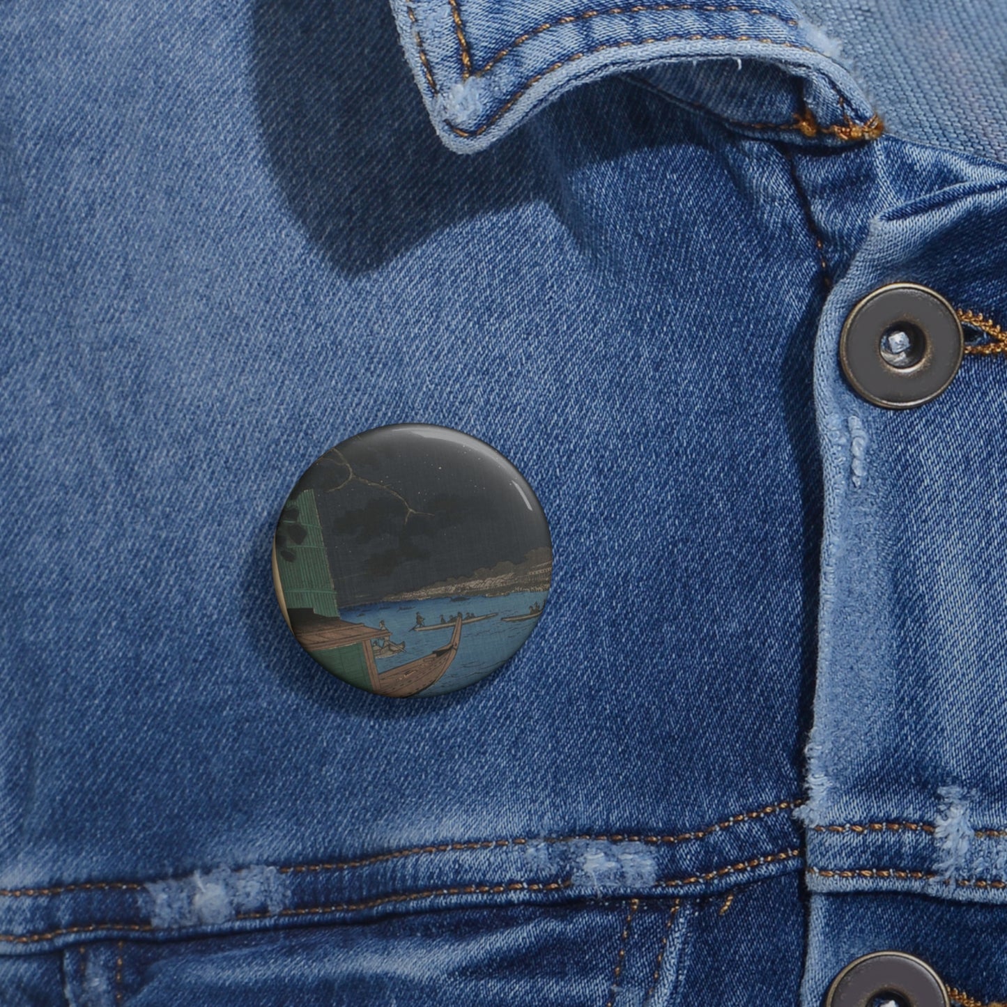 Gajō icchō, Andō Hiroshige - Public domain portrait drawing Pin Buttons with Crisp Design