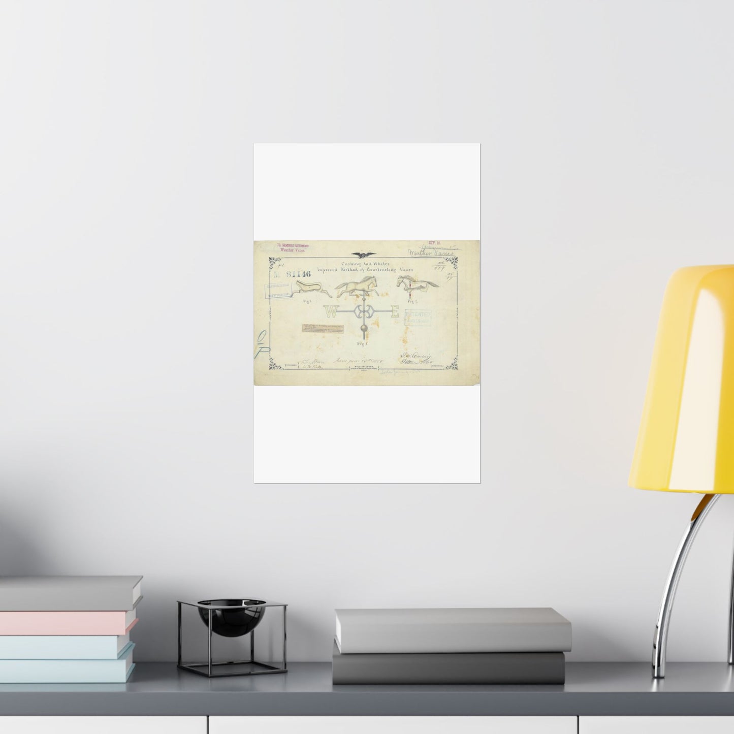Patent drawing - Drawing of an Improved Method of Constructing Vanes Public domain image High Quality Matte Wall Art Poster for Home, Office, Classroom