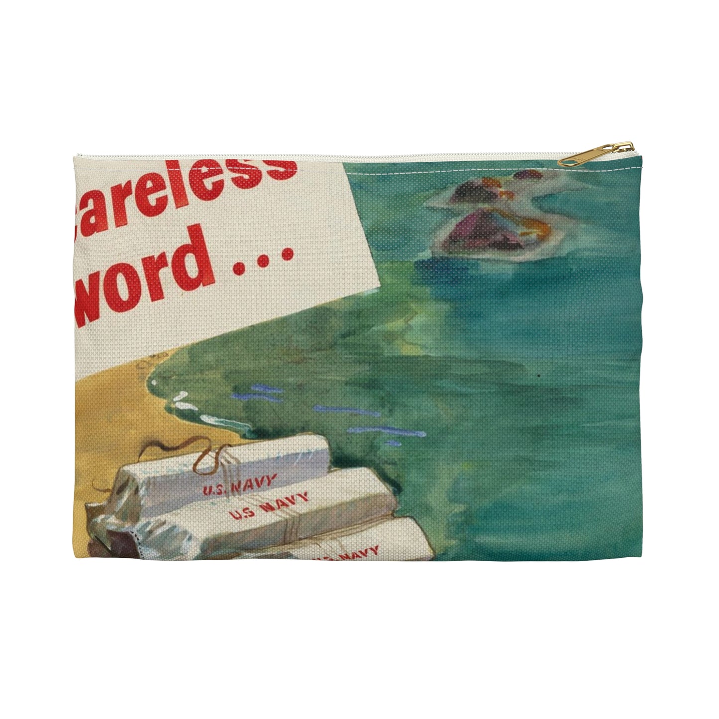 A Careless Word... Another Loss Large Organizer Pouch with Black Zipper