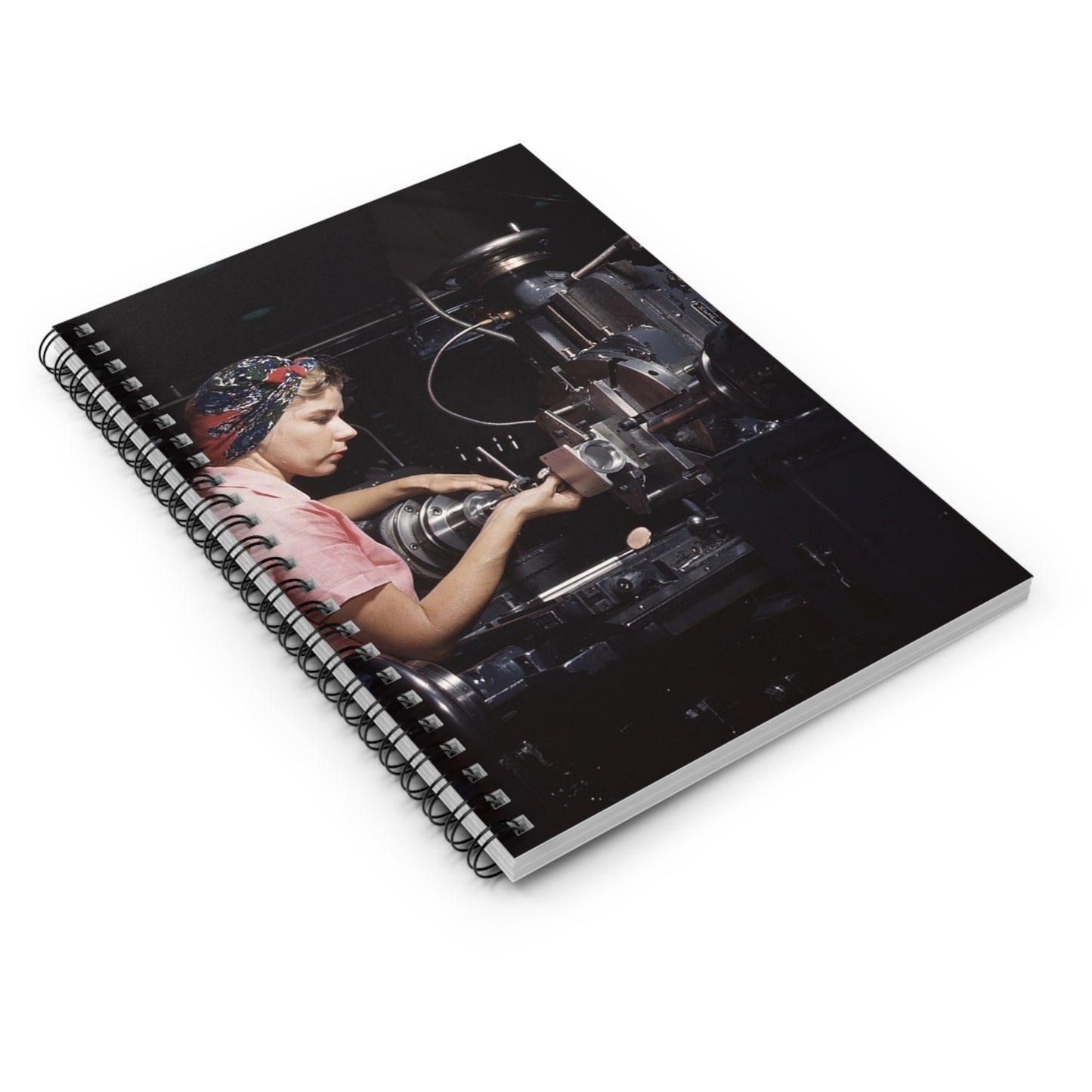 Woman machinist, Douglas Aircraft Company, Long Beach, Calif. Spiral Bound Ruled Notebook with Printed Cover