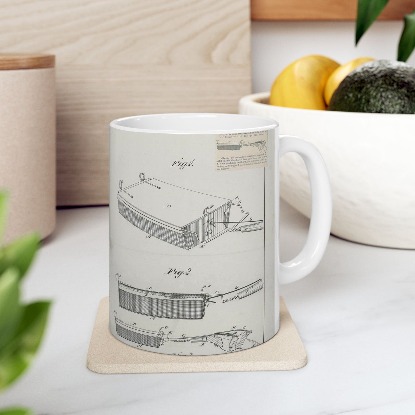 Patent Drawing of Engine - for J. Wilkie's Corn Popper Public domain image Beautiful Novelty Ceramic Coffee Mug 11oz