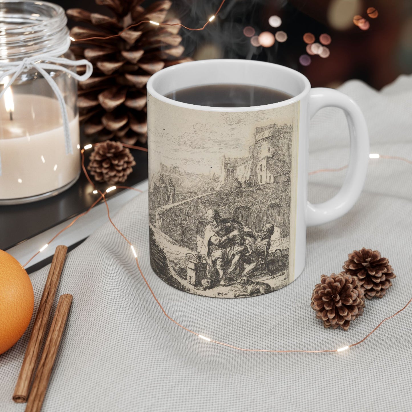 Thomas Wijck - Lazarillo Stealing Grapes from the Poor Blind Beggar Beautiful Novelty Ceramic Coffee Mug 11oz