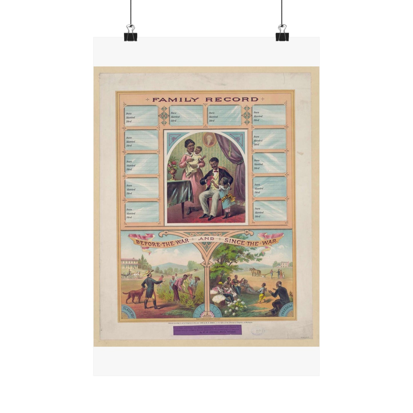 Family record. Before the war and since the war / Krebs Lithographing Company, Cincinnati. High Quality Matte Wall Art Poster for Home, Office, Classroom
