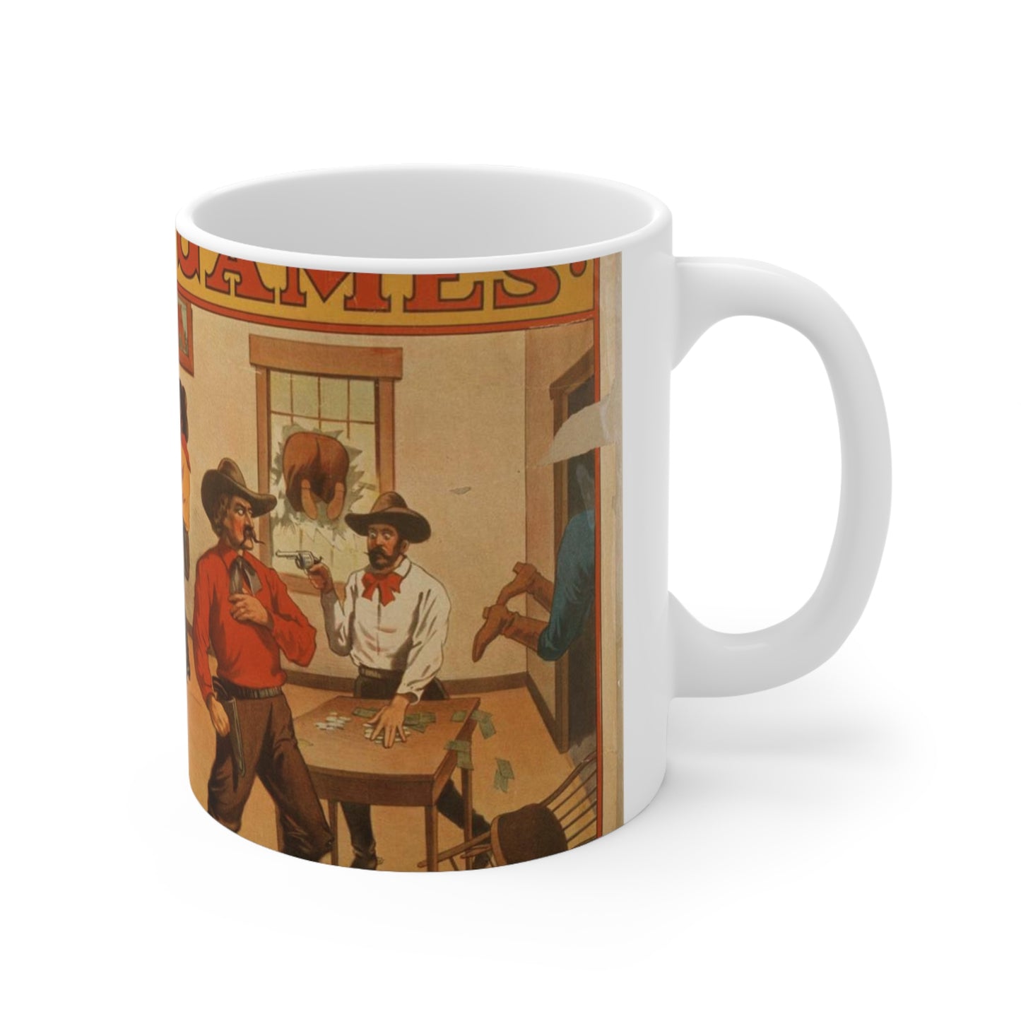 W.I. Swain's western spectacular production, Jesse James Beautiful Novelty Ceramic Coffee Mug 11oz