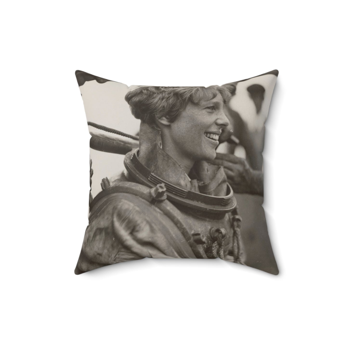 Amelia Earhart Deep Sea Diving off Block Island Decorative Accent Square Pillow