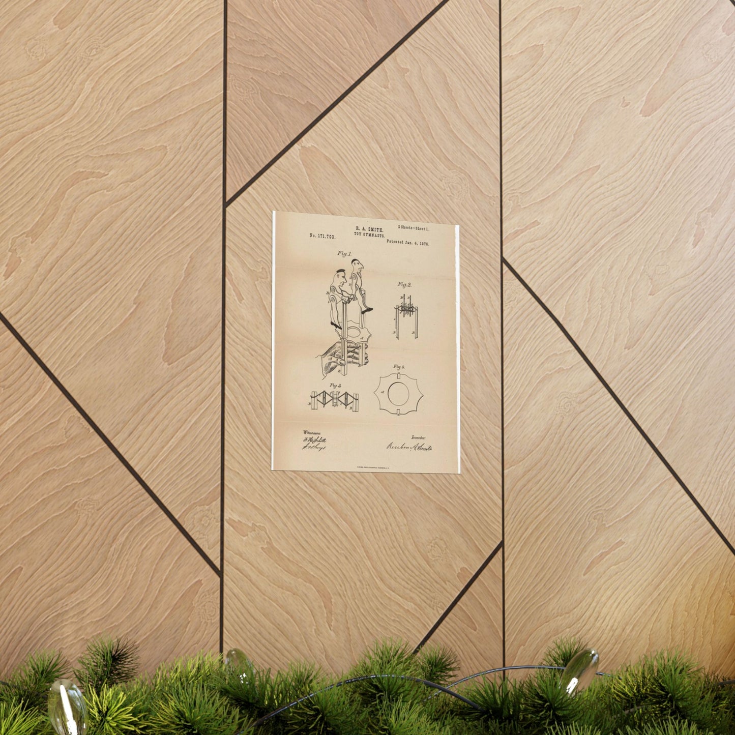 Patent drawing - for a Toy Gymnast Public domain image High Quality Matte Wall Art Poster for Home, Office, Classroom