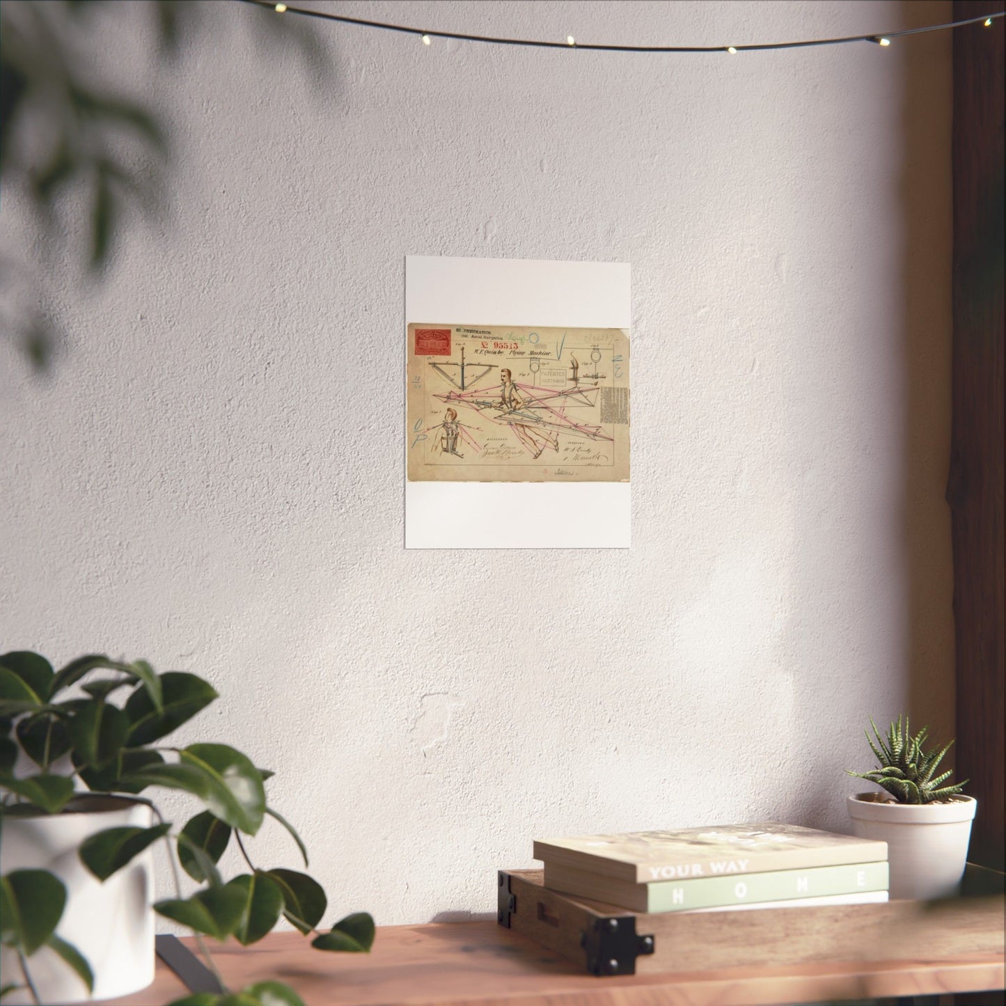 Patent drawing - for a Flying Machine Public domain image High Quality Matte Wall Art Poster for Home, Office, Classroom