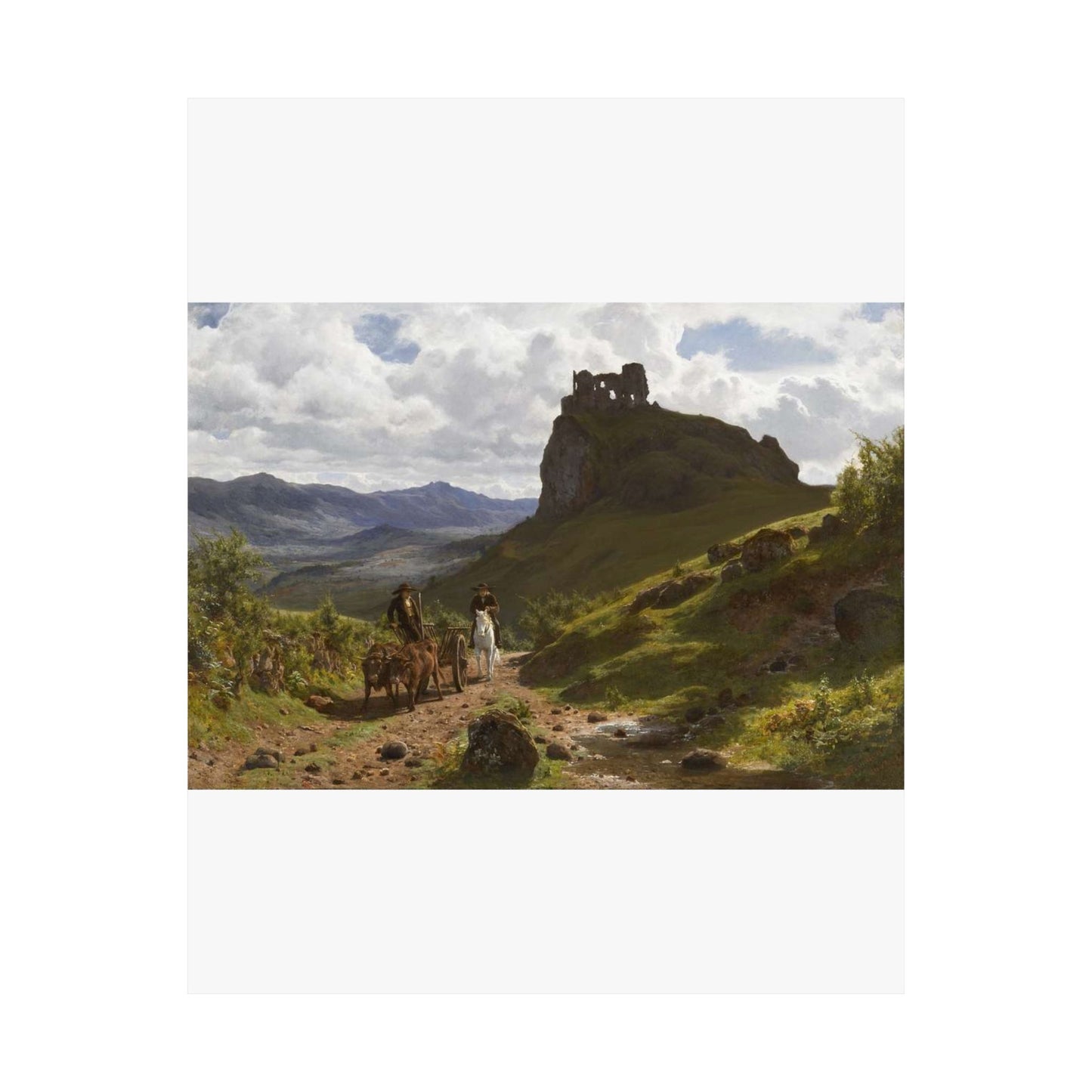 Auguste Bonheur - Les ruines du château d'Apchon High Quality Matte Wall Art Poster for Home, Office, Classroom