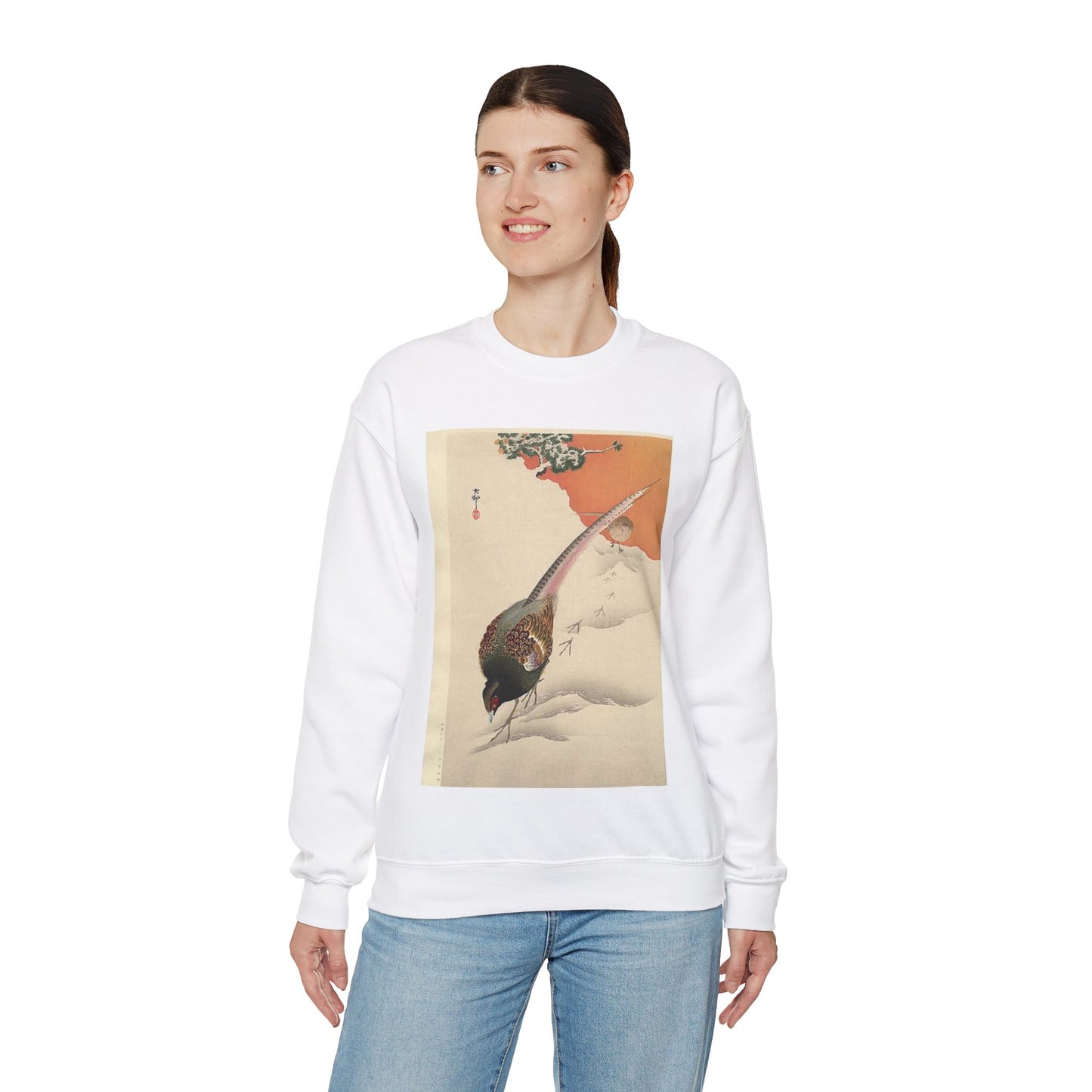 Koson - a-pair-of-pheasants-in-the-snow White Heavy Blend Adult Crew Neck SweatShirt