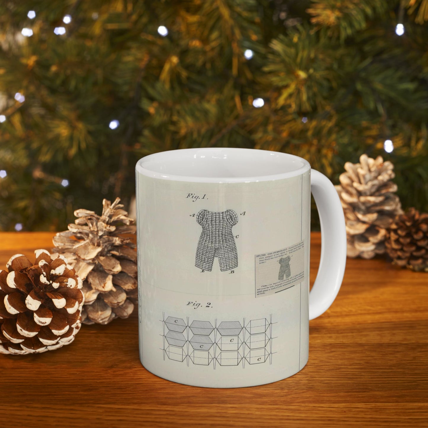 Patent drawing - for P. Plant's Cork Swimming Suit Public domain image Beautiful Novelty Ceramic Coffee Mug 11oz