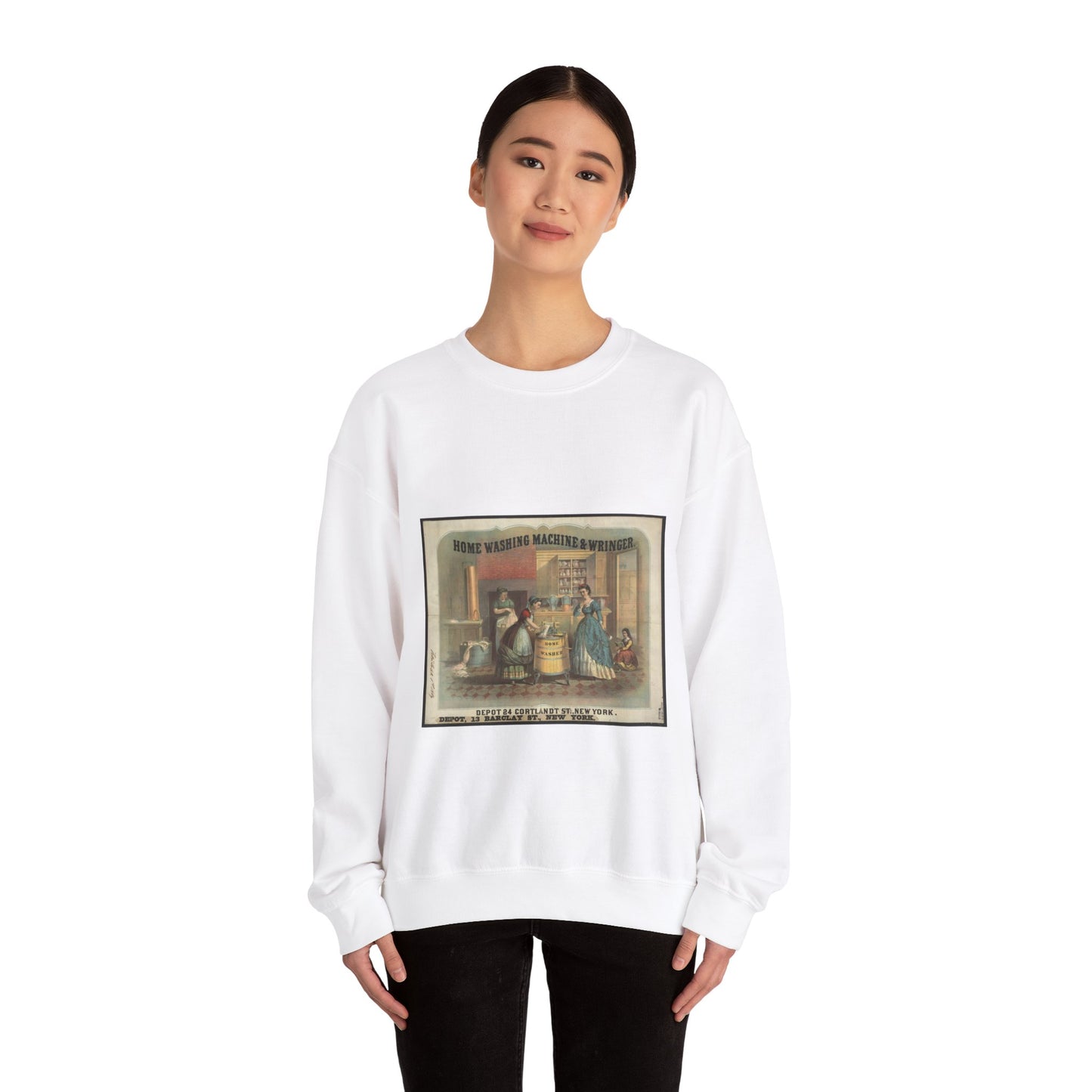 Home washing machine & wringer - A painting of a woman washing a woman's hands White Heavy Blend Adult Crew Neck SweatShirt