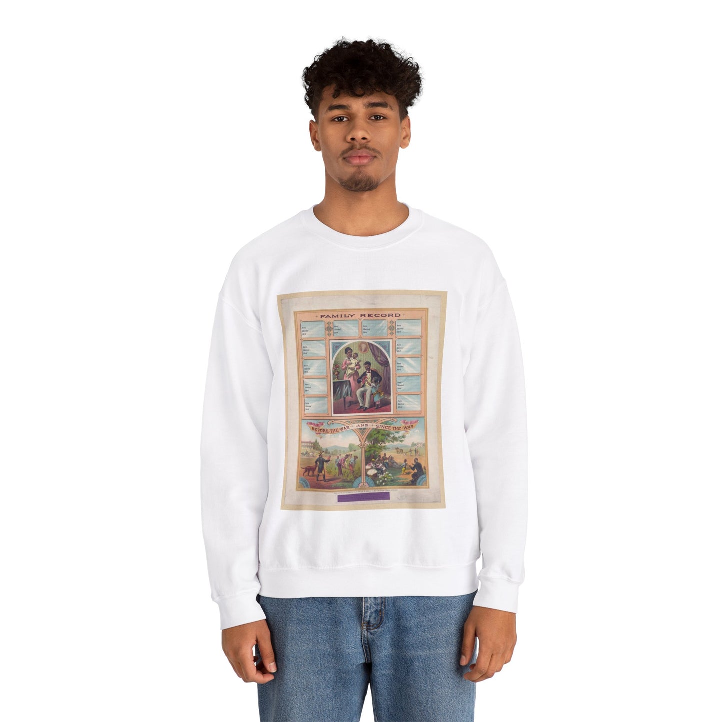 Family record. Before the war and since the war / Krebs Lithographing Company, Cincinnati. White Heavy Blend Adult Crew Neck SweatShirt