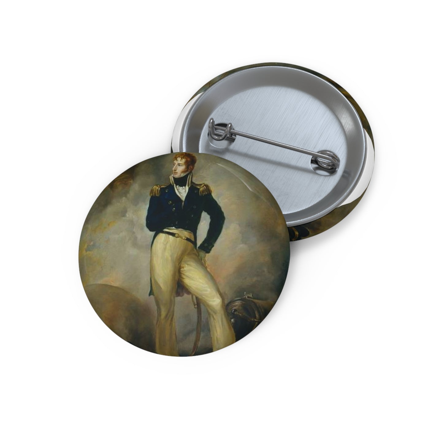 Lord Cochrane 1807 - Public domain painting Pin Buttons with Crisp Design