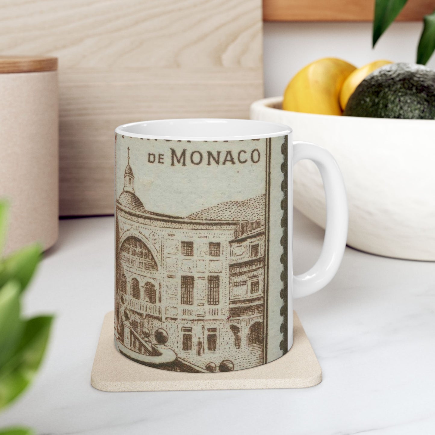 Frimärke ur Gösta Bodmans filatelistiska motivsamling, påbörjad 1950.Frimärke från Monaco, 1952. Motiv av "Herculesgalleriet. Beautiful Novelty Ceramic Coffee Mug 11oz