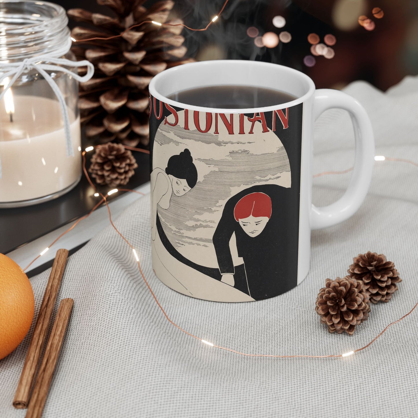The bostonian, February, Art Nouveau poster Beautiful Novelty Ceramic Coffee Mug 11oz