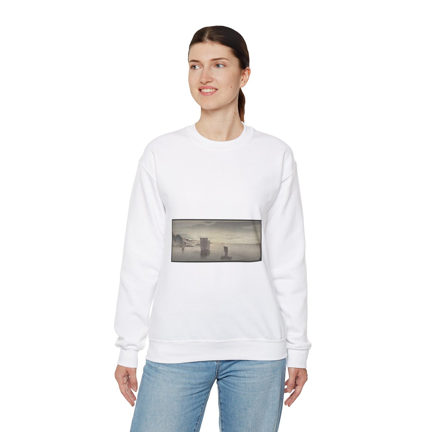 Yūgure no hansen - Public domain portrait drawing White Heavy Blend Adult Crew Neck SweatShirt