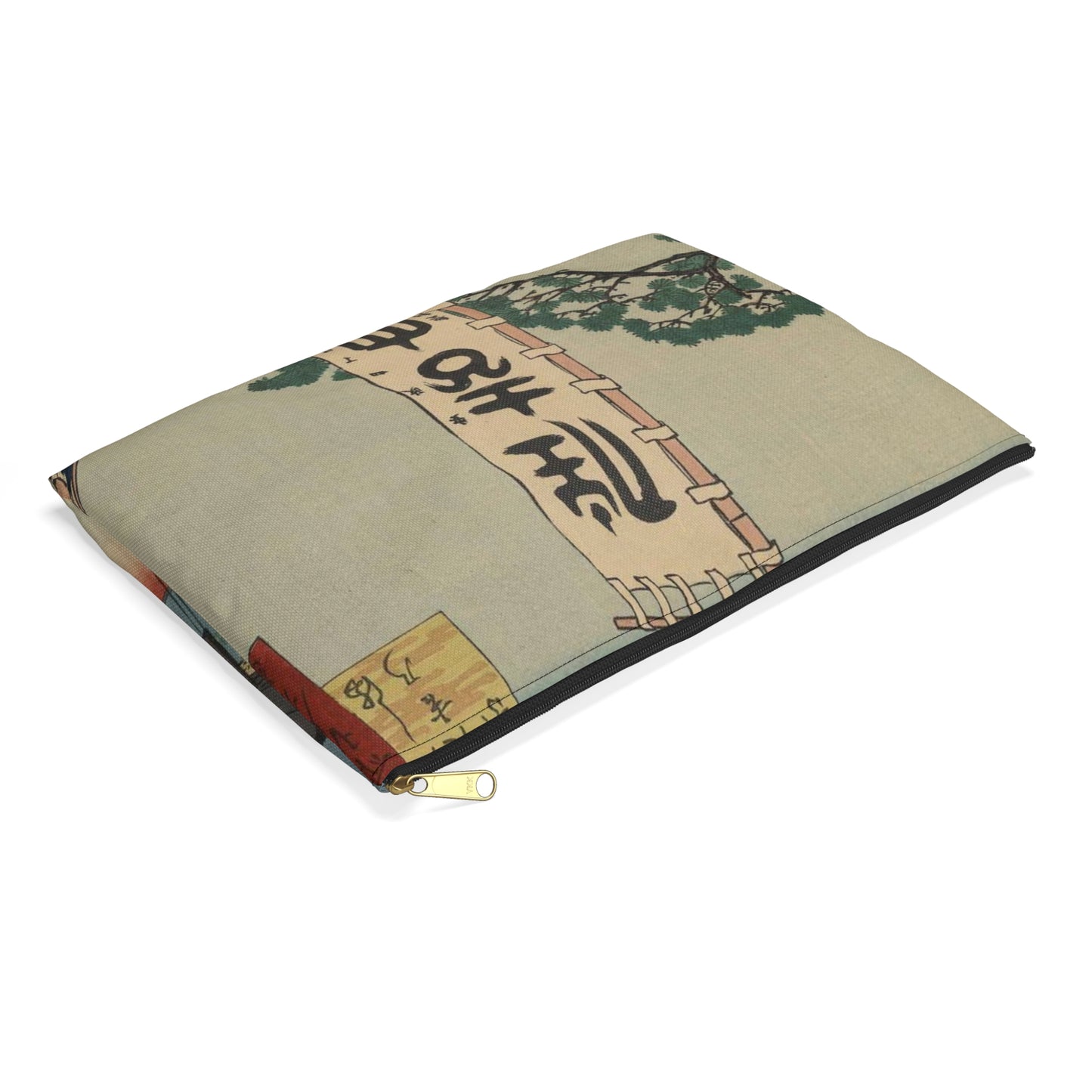 Gajō icchō, Ando Hiroshige - Public domain portrait drawing Large Organizer Pouch with Black Zipper