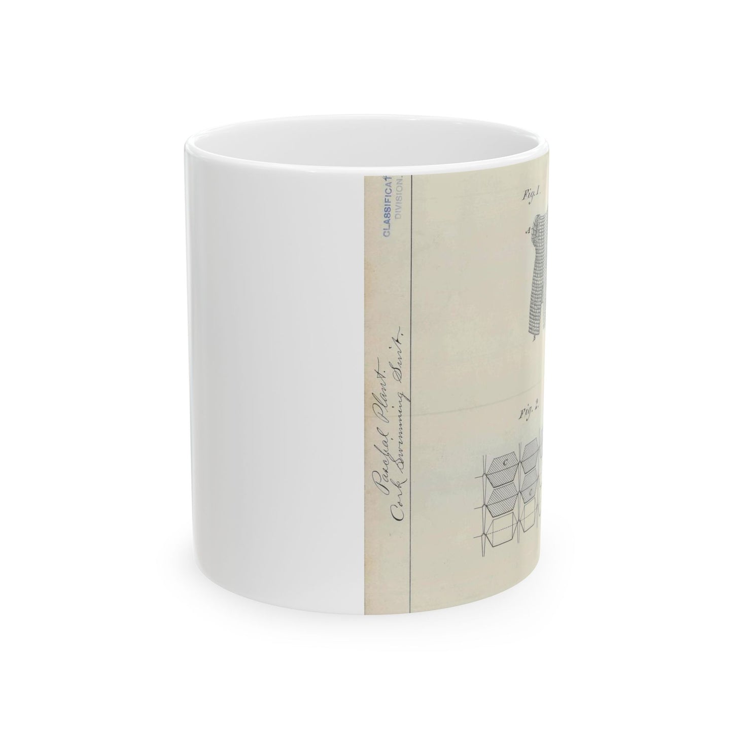 Patent drawing - for P. Plant's Cork Swimming Suit Public domain image Beautiful Novelty Ceramic Coffee Mug 11oz
