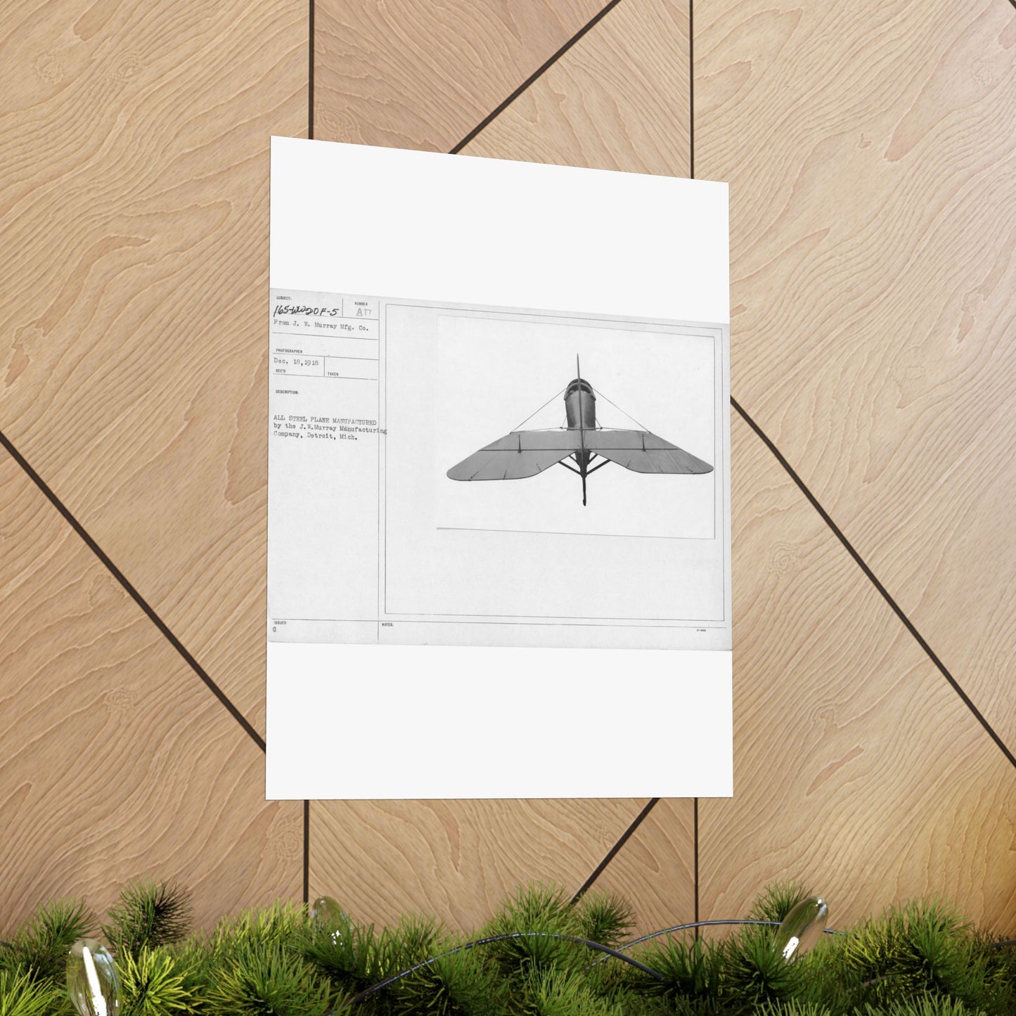 Patent drawing - Airplanes - Types - All steel manufactured by the J.W. Murray Manufacturing Company, Detroit, Michigan Public domain image High Quality Matte Wall Art Poster for Home, Office, Classroom