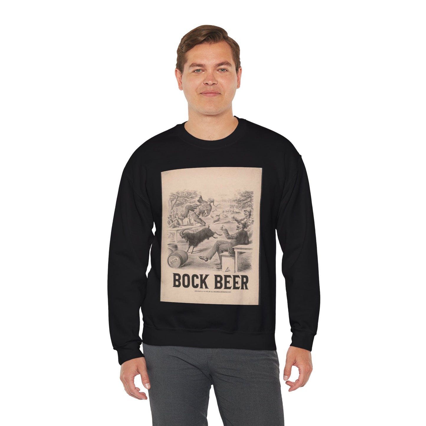 Bock beer - Print, Library of Congress collection Black Heavy Blend Adult Crew Neck SweatShirt