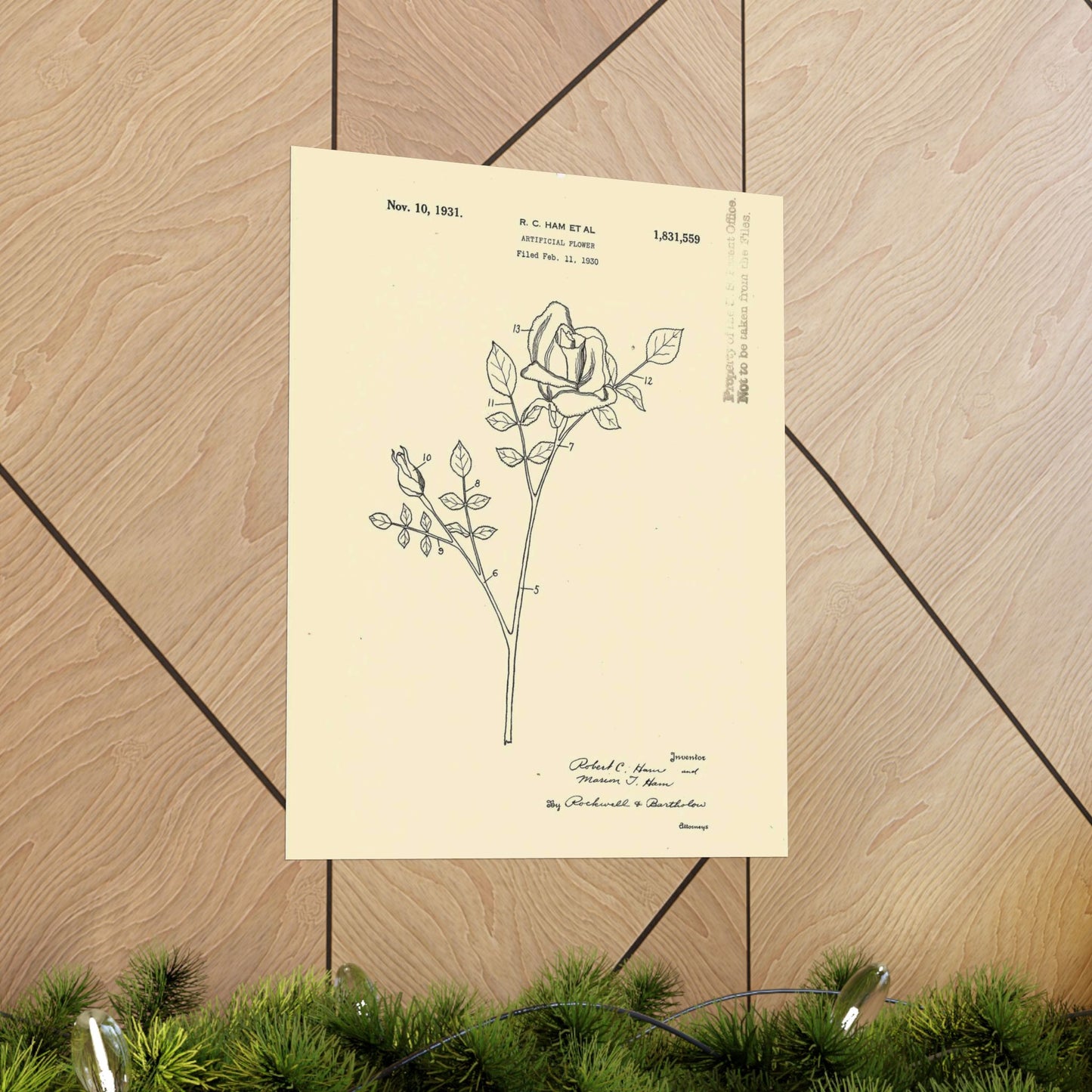 Patent Case File No. 1,831,559, Artificial Flower, Inventor(s)- Robert C. Ham and Marion T. Ham. - DPLA - 08745302078898b8870d70b04cb216a9 (page 5) High Quality Matte Wall Art Poster for Home, Office, Classroom