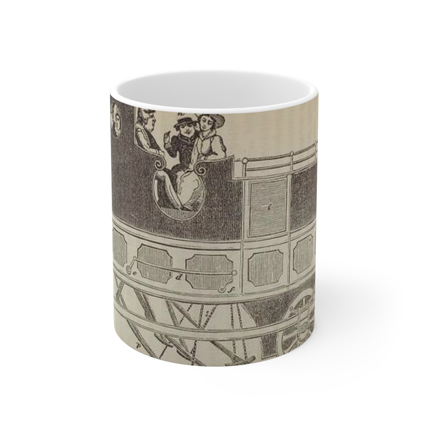 Patent Drawing of Engine - Patent steam coach, by the late Mr. David Gordon Public domain image Beautiful Novelty Ceramic Coffee Mug 11oz