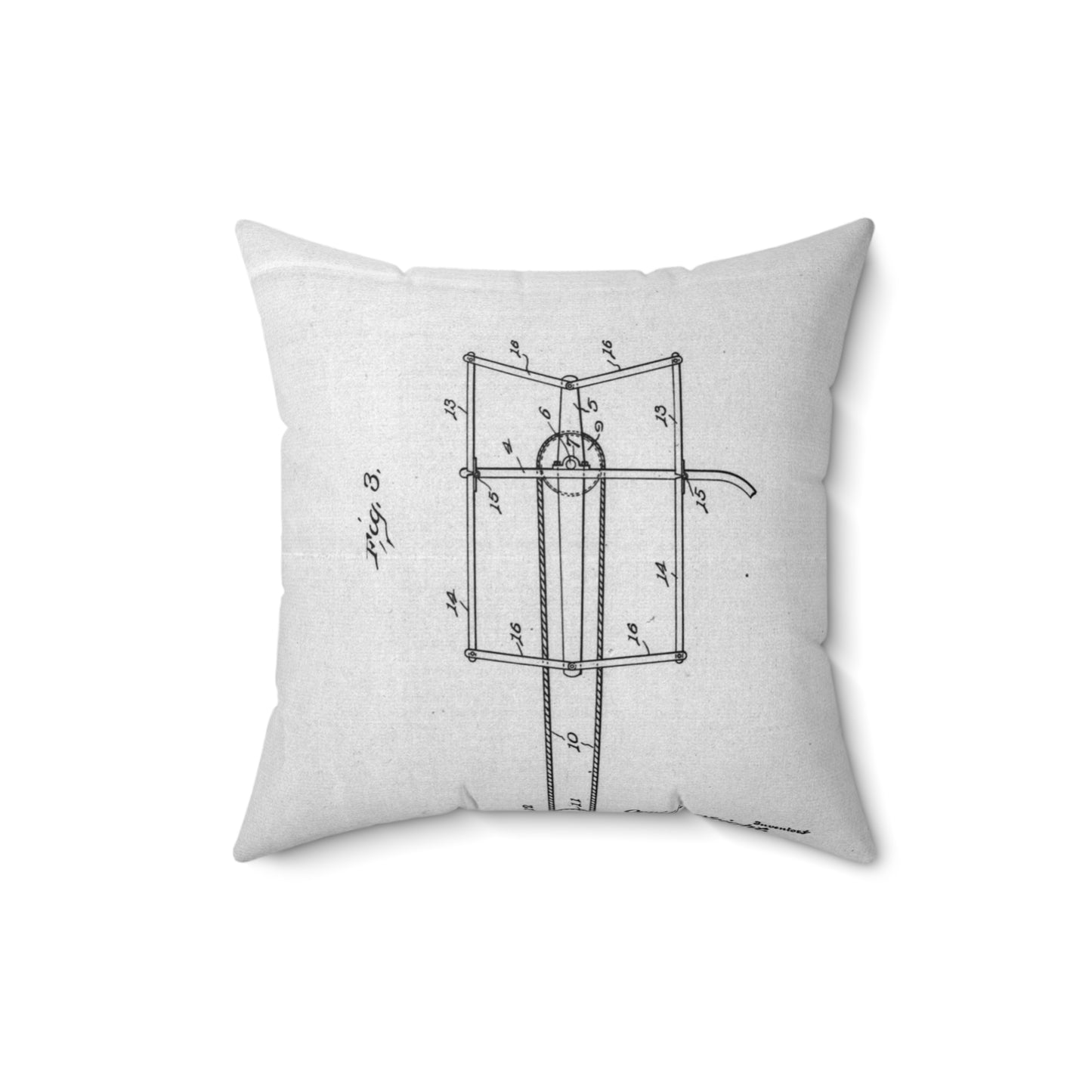 Patent drawing - Subject File: Patents--By Wright Brothers--USA--filed 15 July 1908, patented 5 January 1909 Public domain image Decorative Accent Square Pillow