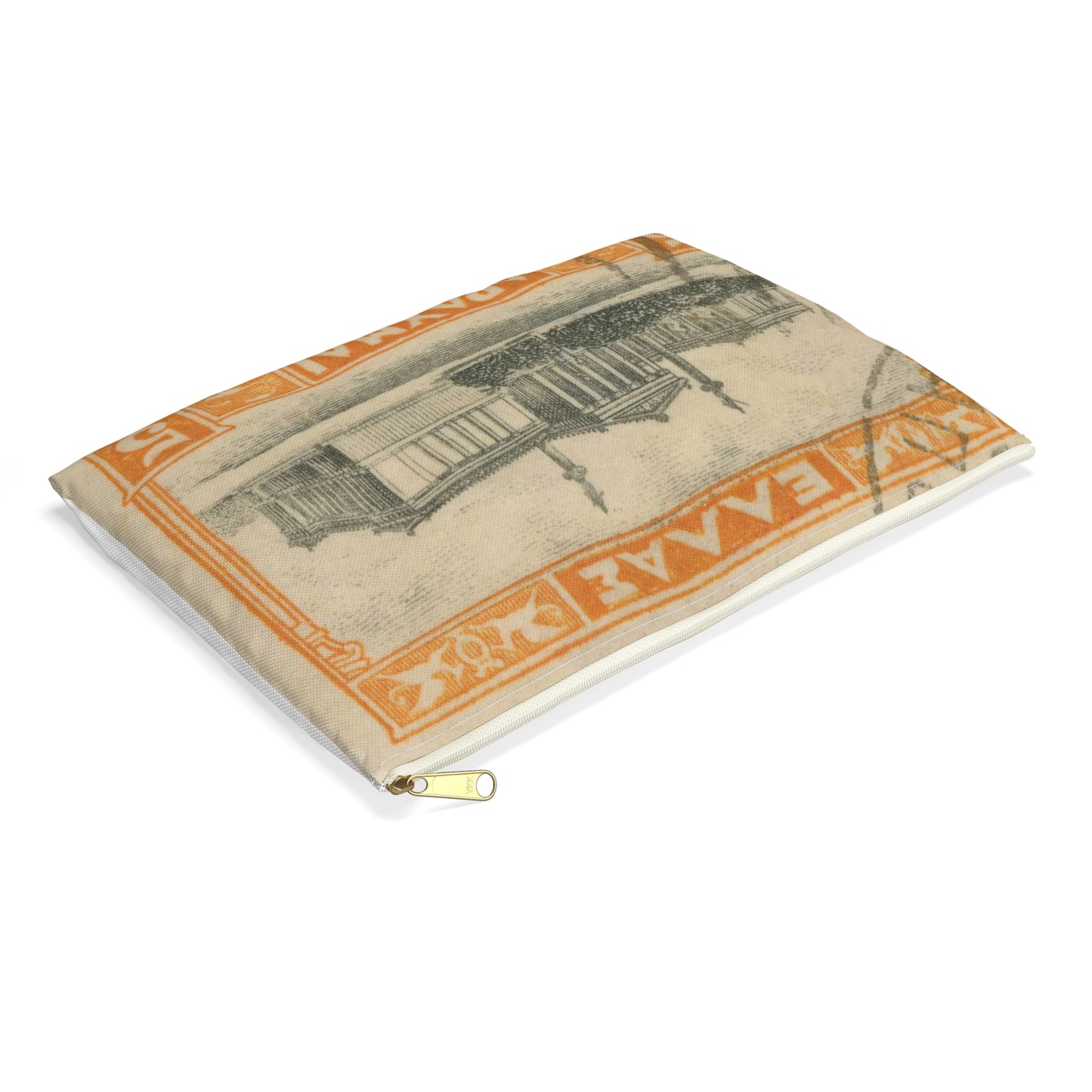 Frimärke ur Gösta Bodmans filatelistiska motivsamling, påbörjad 1950.Frimärke från Grekland, 1927. Motiv av Akademien i Athén. Large Organizer Pouch with Black Zipper