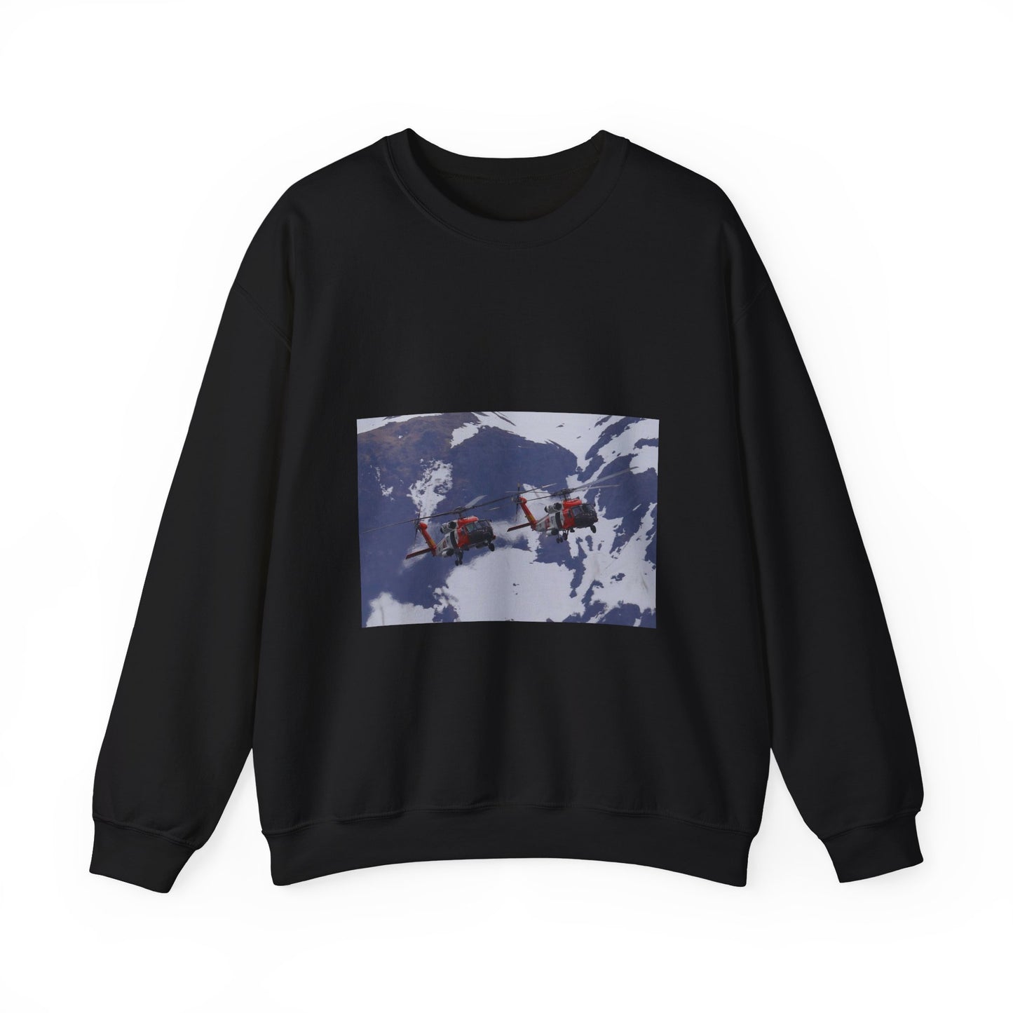 Two Coast Guard Air Station Sitka MH-60 Jayhawk helicopter Black Heavy Blend Adult Crew Neck SweatShirt