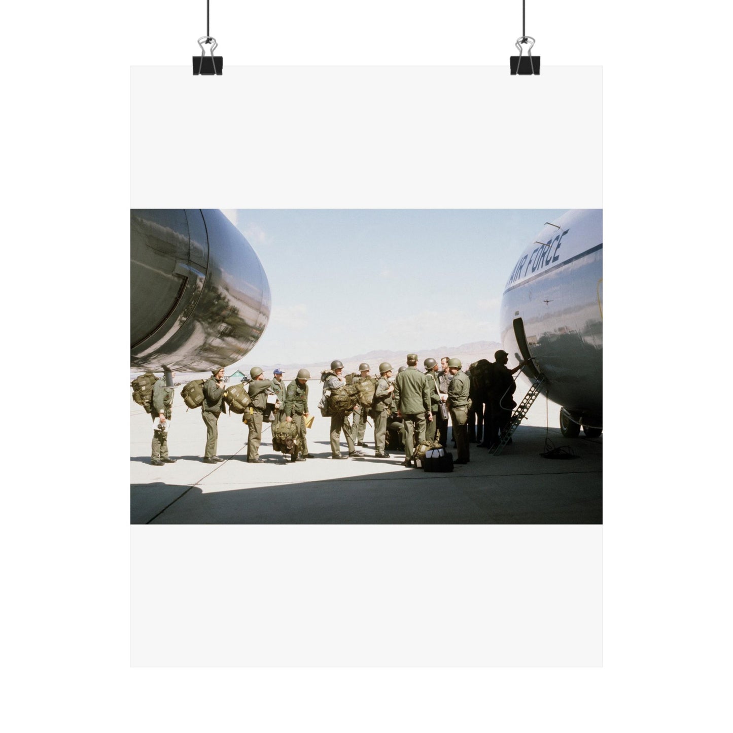 Troops embark a C-141 Starlifter aircraft during exercise Team Spirit (Coronet Spray) High Quality Matte Wall Art Poster for Home, Office, Classroom