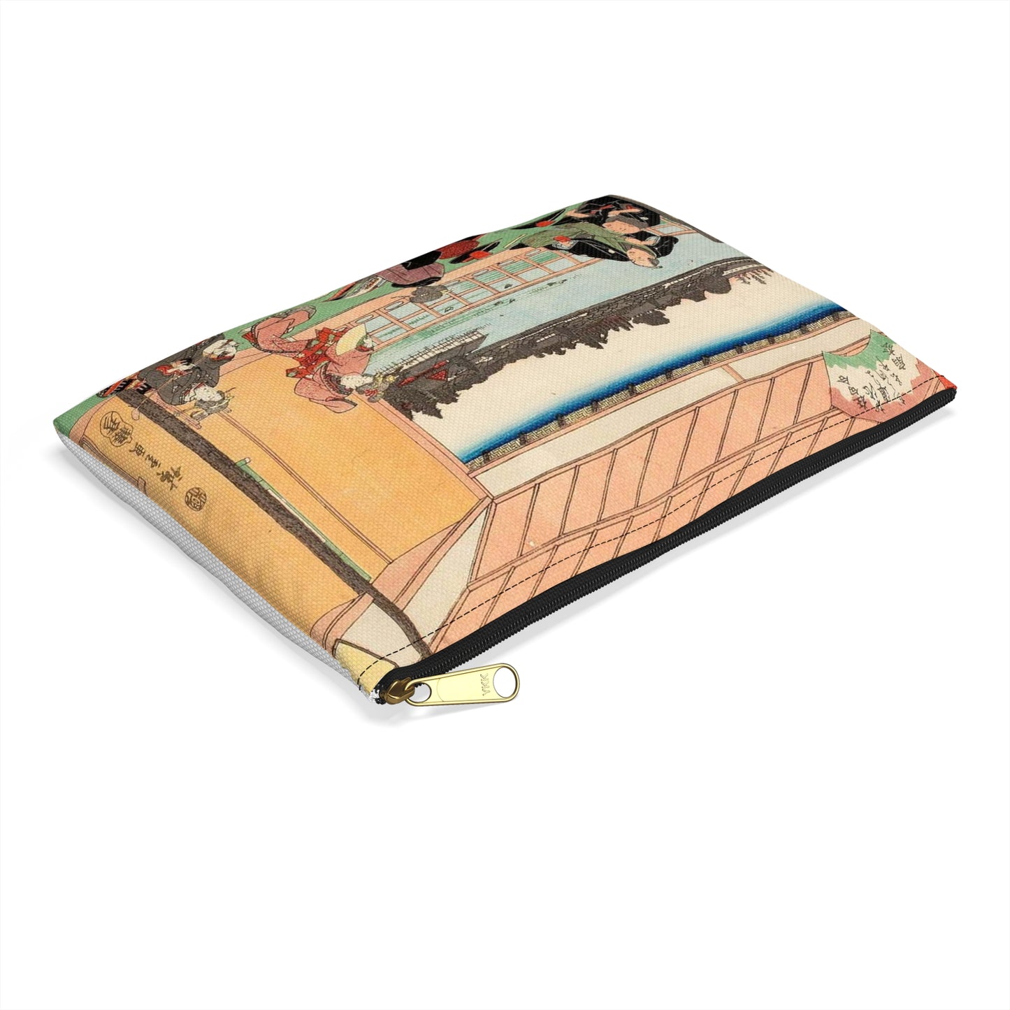 Hiroshige, Kawachirô on the Shitaya Hironokôji (Shitaya hirokôji tôeisanroku kawachirô jô shuen no zu) Large Organizer Pouch with Black Zipper