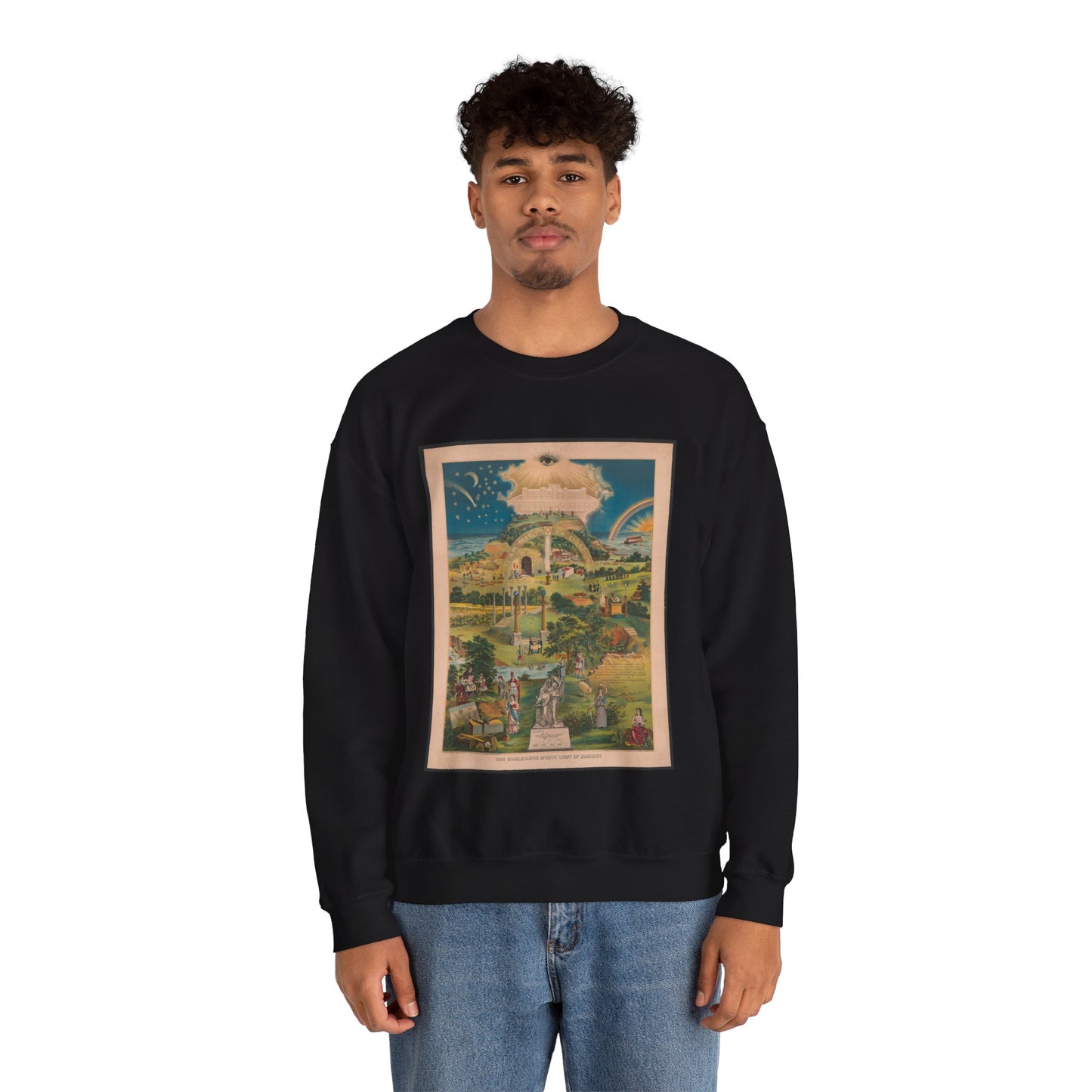 Our emblematic mystic light of masonry Black Heavy Blend Adult Crew Neck SweatShirt