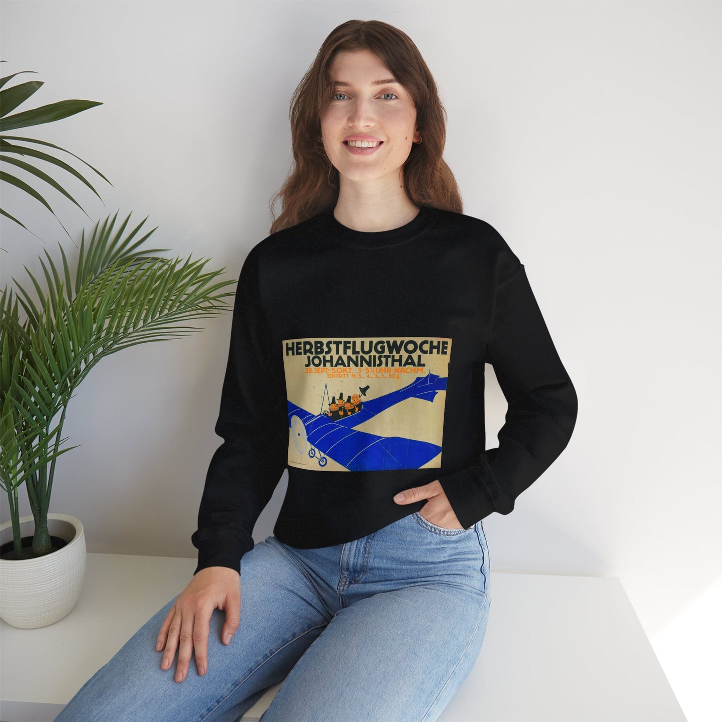 Herbstflugwoche Johannisthal - Julius Klinger Black Heavy Blend Adult Crew Neck SweatShirt