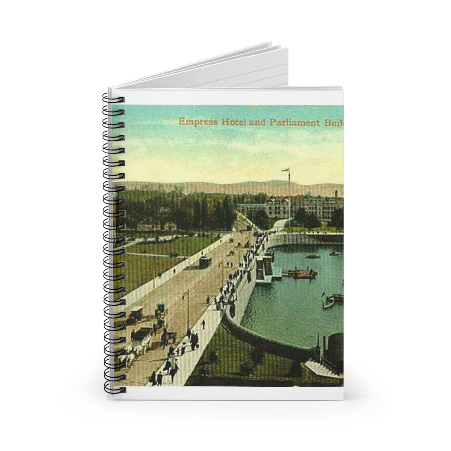Empress Hotel and Parliament Buildings by the harbor in Victoria, British Columbia, between 1903 and 1913 (AL+CA 2080) Spiral Bound Ruled Notebook with Printed Cover