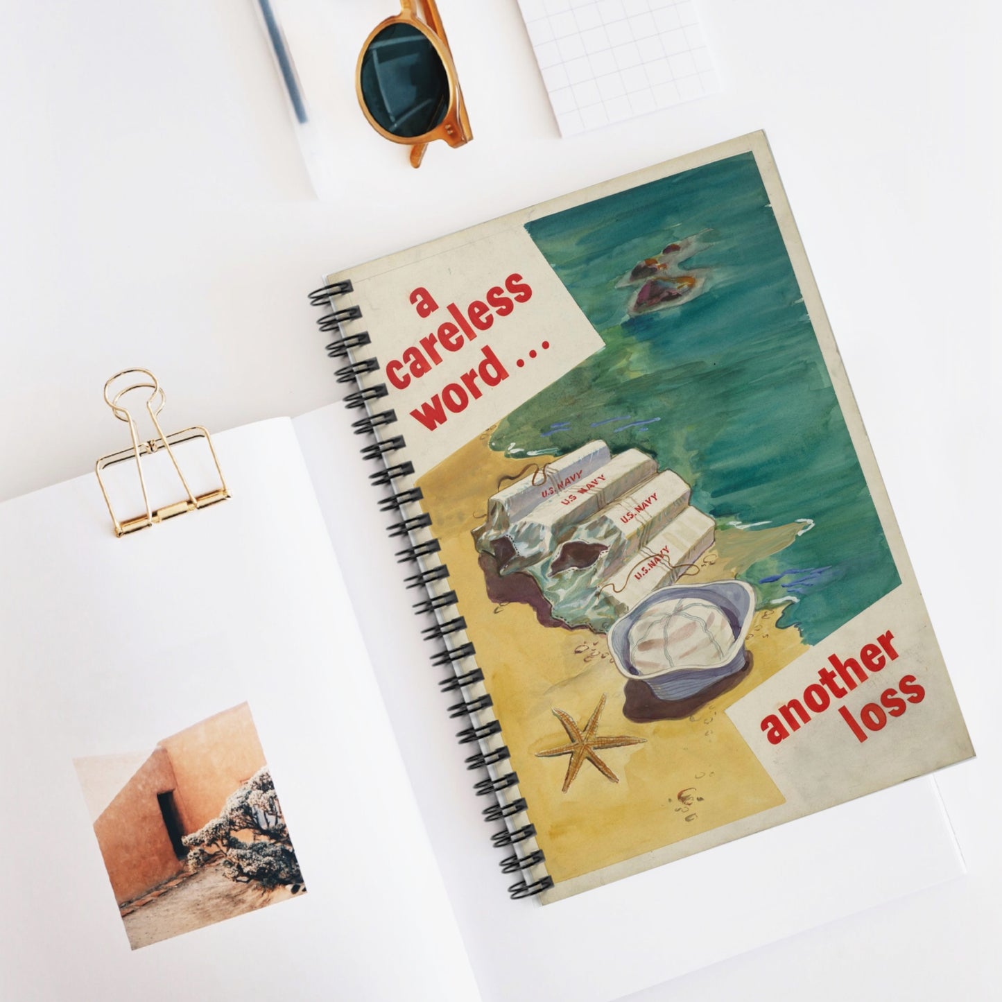 A Careless Word... Another Loss Spiral Bound Ruled Notebook with Printed Cover