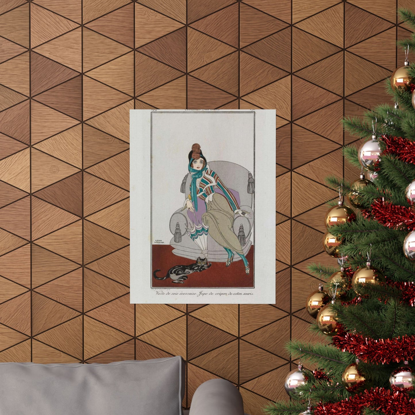 Jacket and skirt (Veste de soie écossaise. Jupe de crépon de coton souris) (CBL WEp 0946) High Quality Matte Wall Art Poster for Home, Office, Classroom