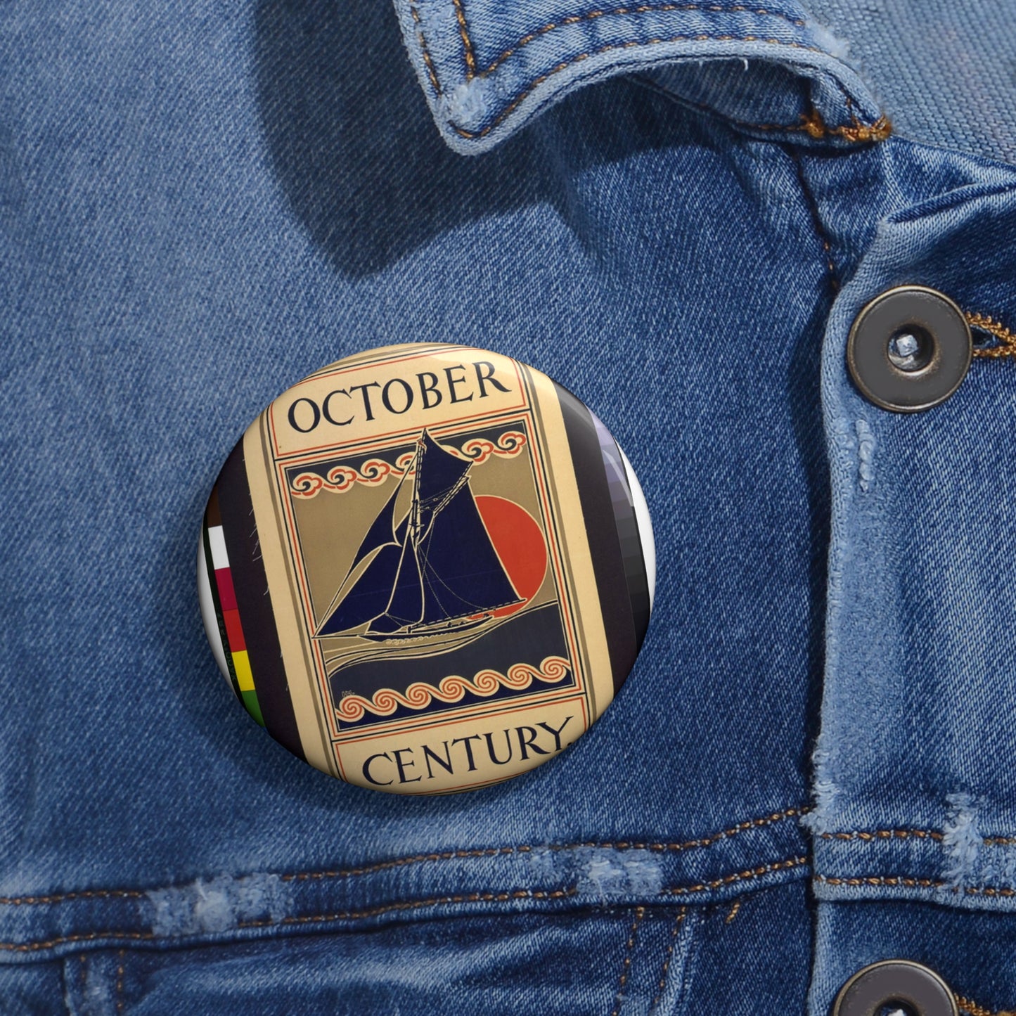 October Century / HML. - Art nouveau public domain poster Pin Buttons with Crisp Design