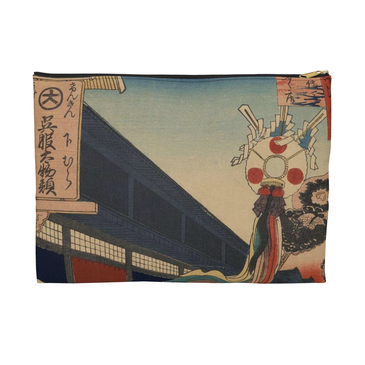 Gajō icchō, Ando Hiroshige - Public domain portrait drawing Large Organizer Pouch with Black Zipper
