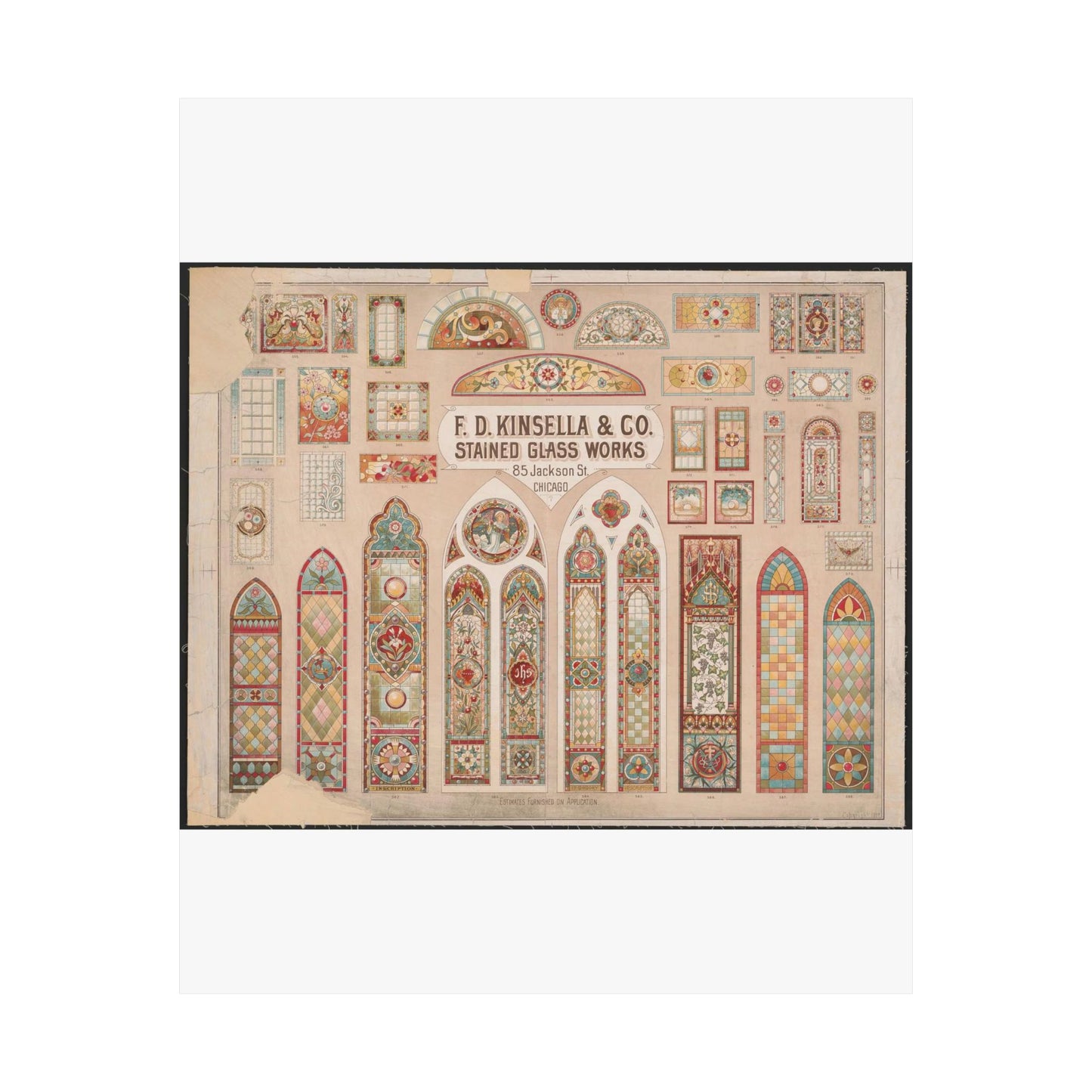 F.D. Kinsella & Co., stained glass works High Quality Matte Wall Art Poster for Home, Office, Classroom