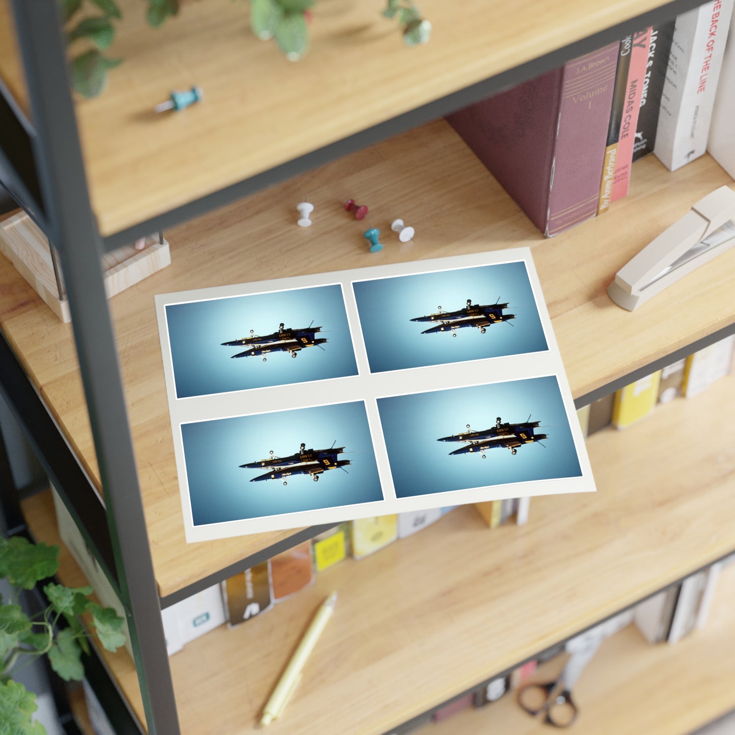 Two F/A-18A Hornet aircraft of the Blue Angels Flight Demonstration Squadron execute the Fortus maneuver during an air show Laminated UV Protective Vinyl Stickers