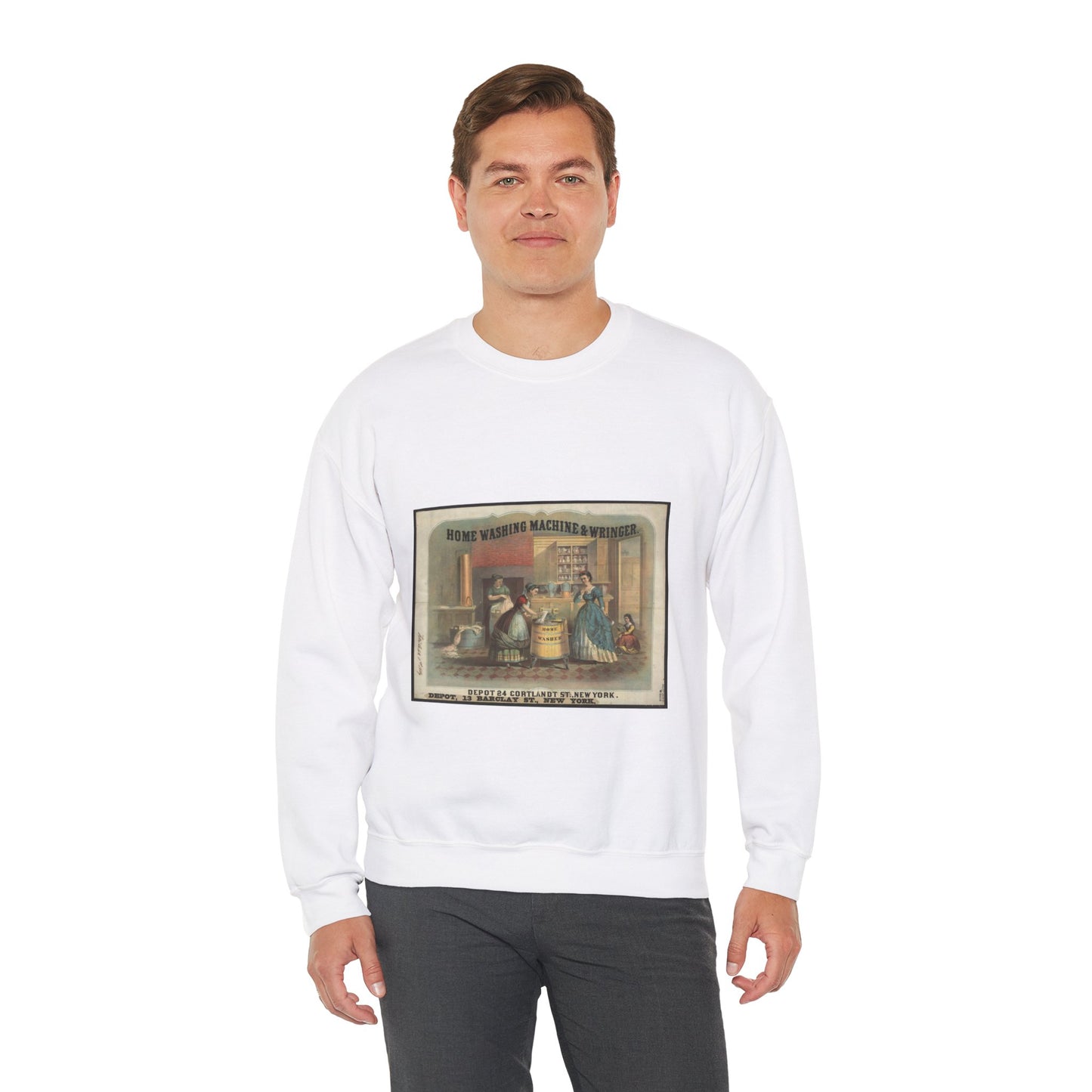 Home washing machine & wringer - A painting of a woman washing a woman's hands White Heavy Blend Adult Crew Neck SweatShirt