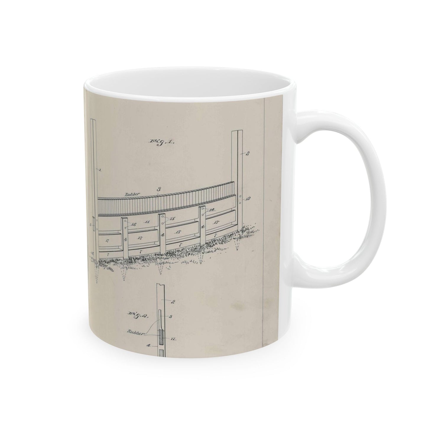 Patent Drawing of Engine - for A. Pascocello' Steeplechase or Hurdle Fence Public domain image Beautiful Novelty Ceramic Coffee Mug 11oz