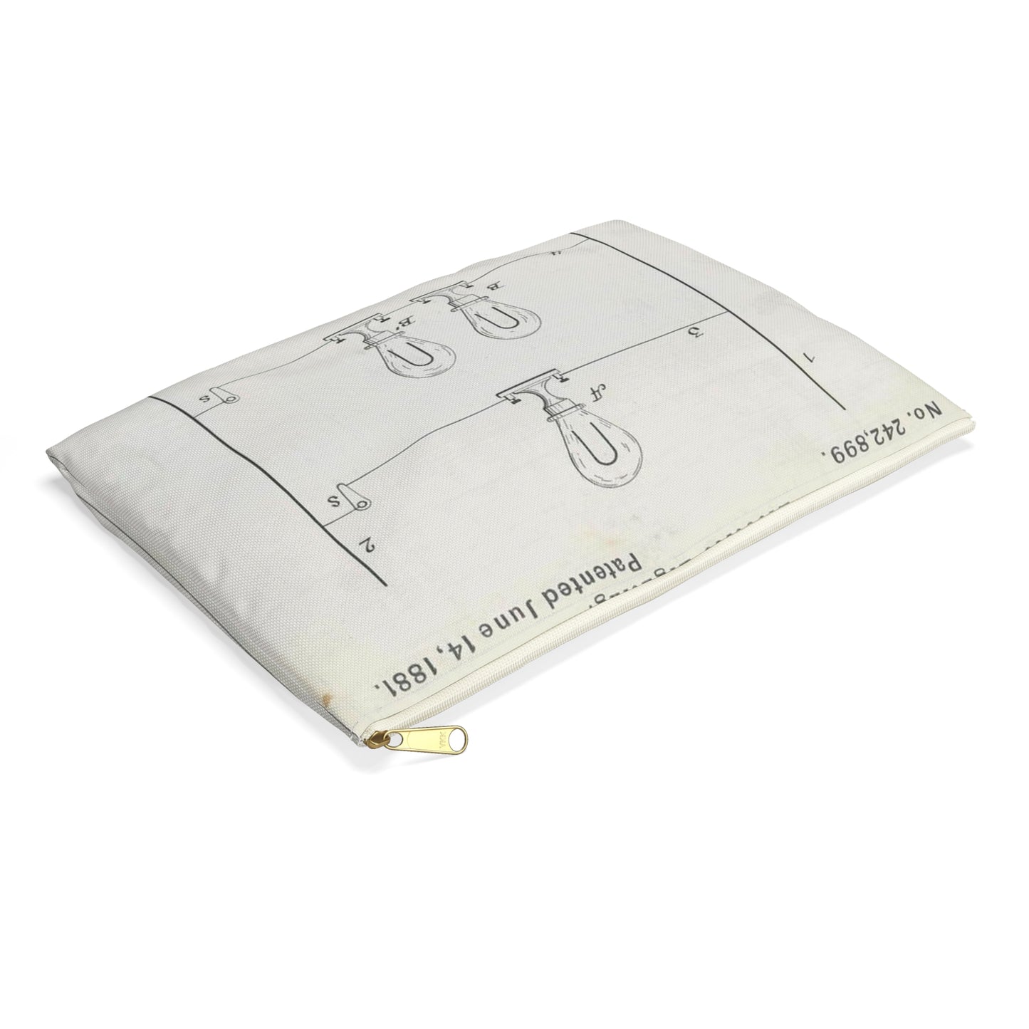 Patent drawing - for T. A. Edison's Electric Lighting Public domain image Large Organizer Pouch with Black Zipper