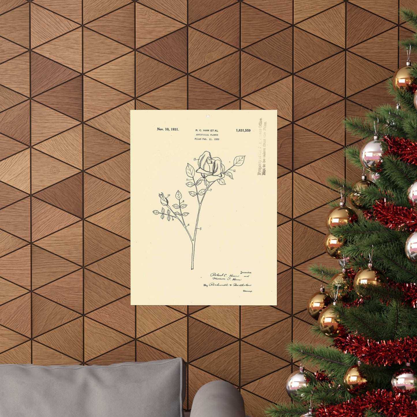 Patent Case File No. 1,831,559, Artificial Flower, Inventor(s)- Robert C. Ham and Marion T. Ham. - DPLA - 08745302078898b8870d70b04cb216a9 (page 5) High Quality Matte Wall Art Poster for Home, Office, Classroom
