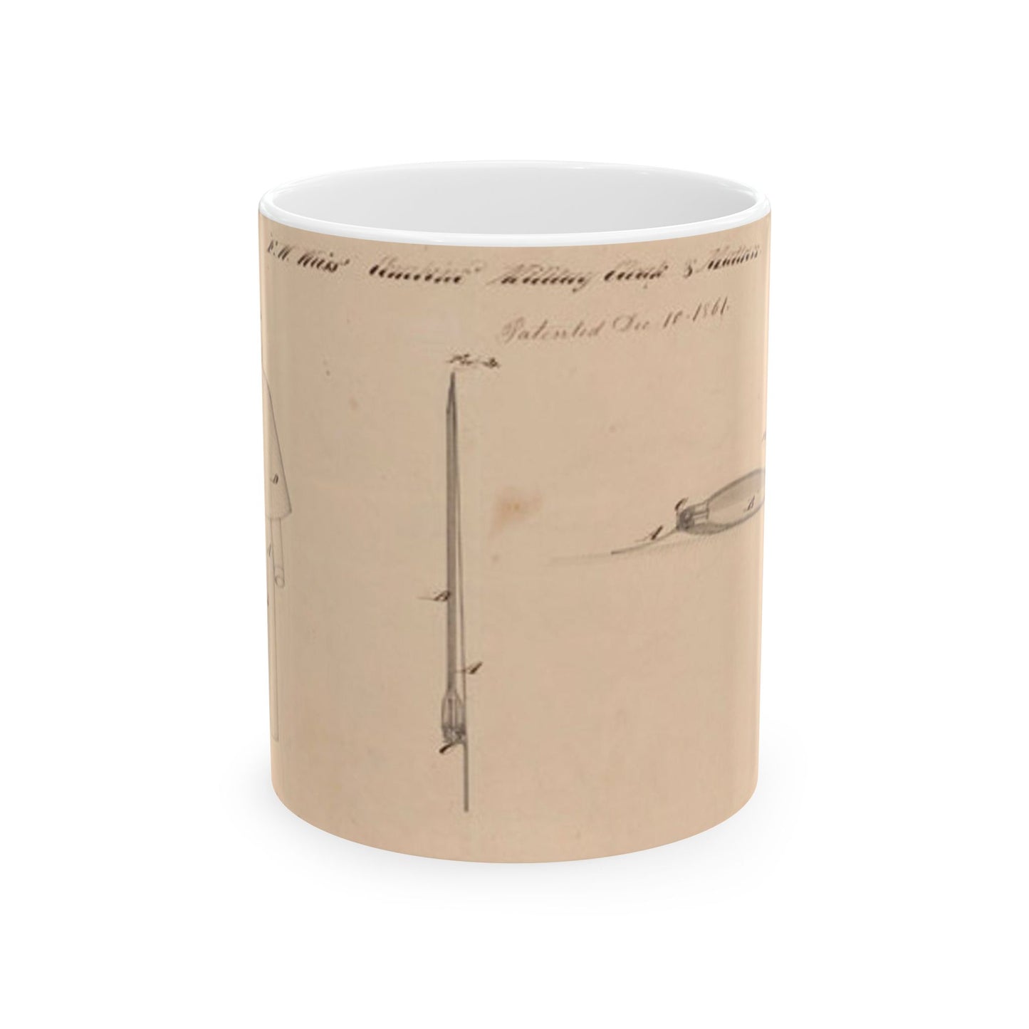 Patent drawing - Drawing of Combined Military Cloak and Mattress Public domain image Beautiful Novelty Ceramic Coffee Mug 11oz