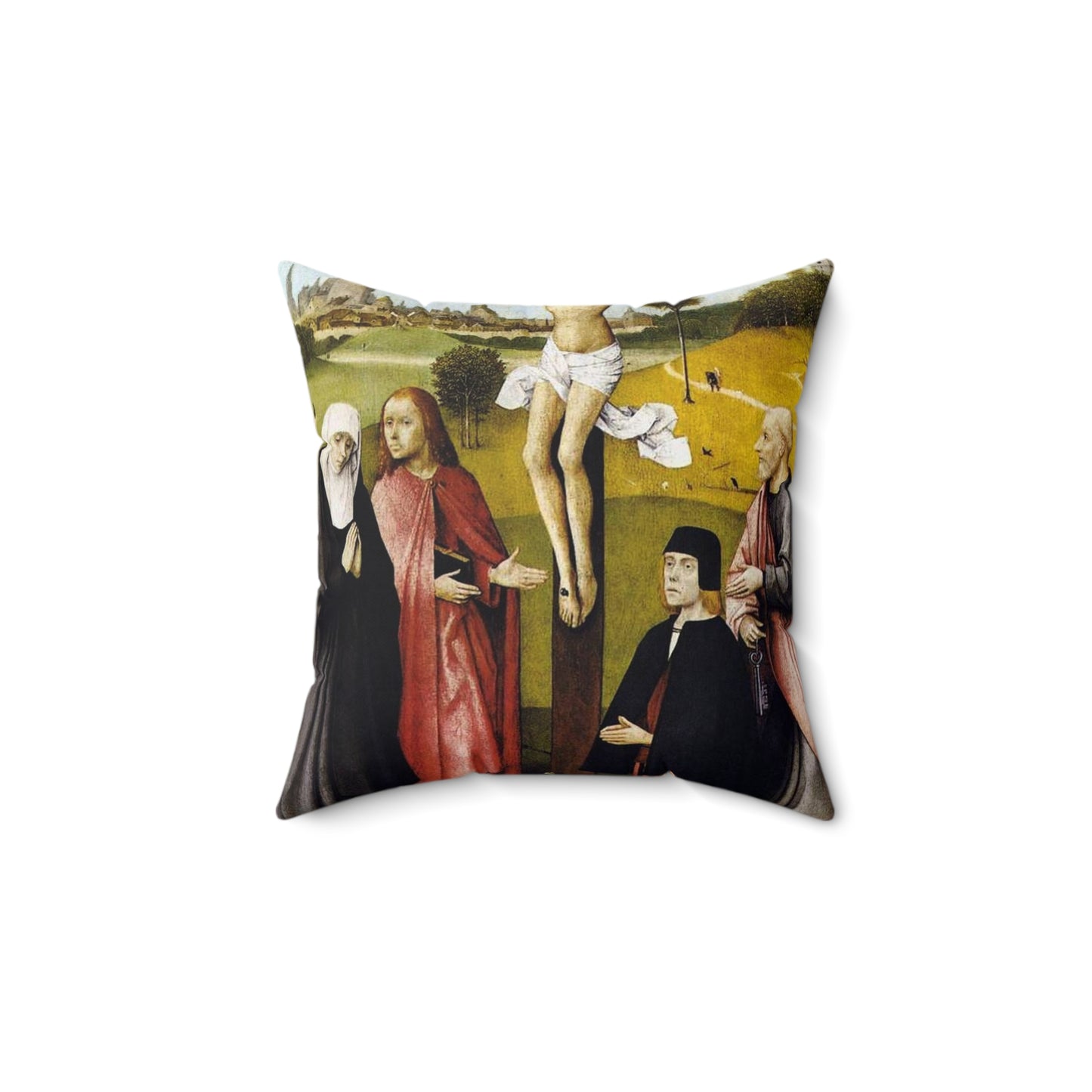 Hieronymus Bosch - CrucifixionWithADonorBosch Decorative Accent Square Pillow